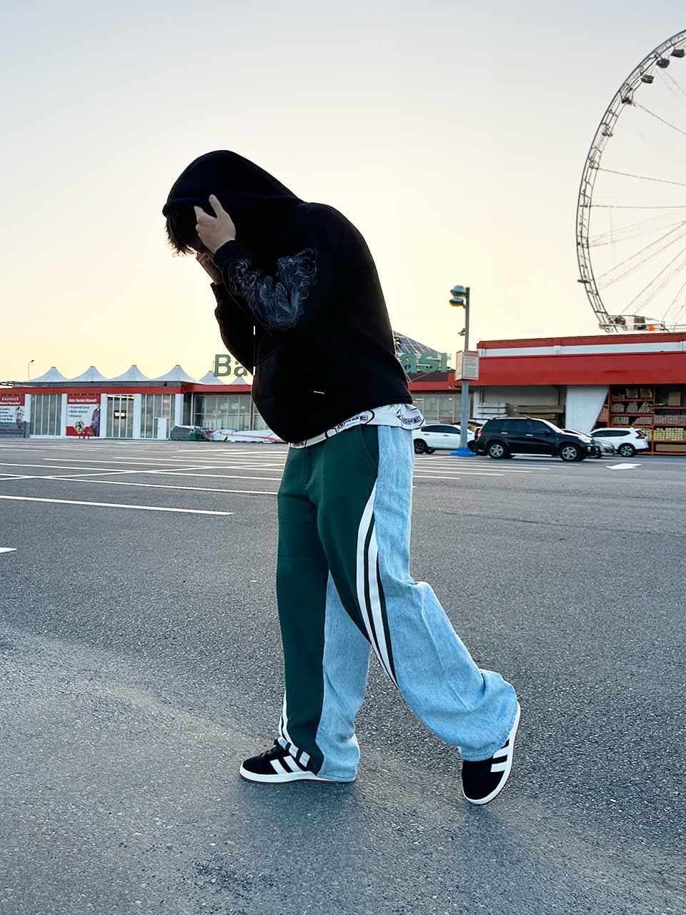 Elagance Yanı Çift Çizgi Detaylı Haki Baggy EşofmanEşofmanela804