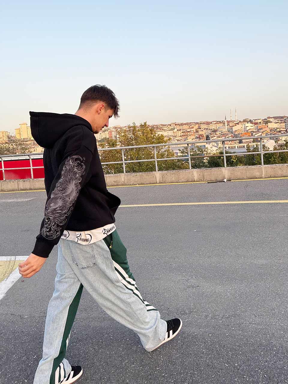 Elagance Yanı Çift Çizgi Detaylı Haki Baggy EşofmanEşofmanela804