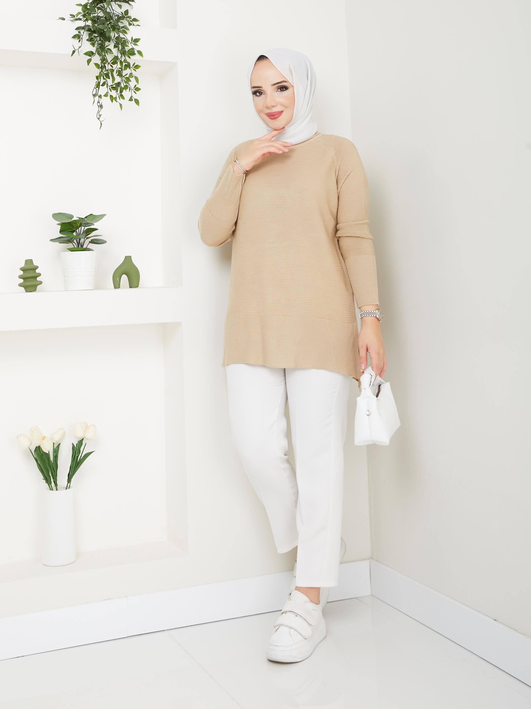 Fitilli Battal Boy Triko Tunik Bej 2224-1
