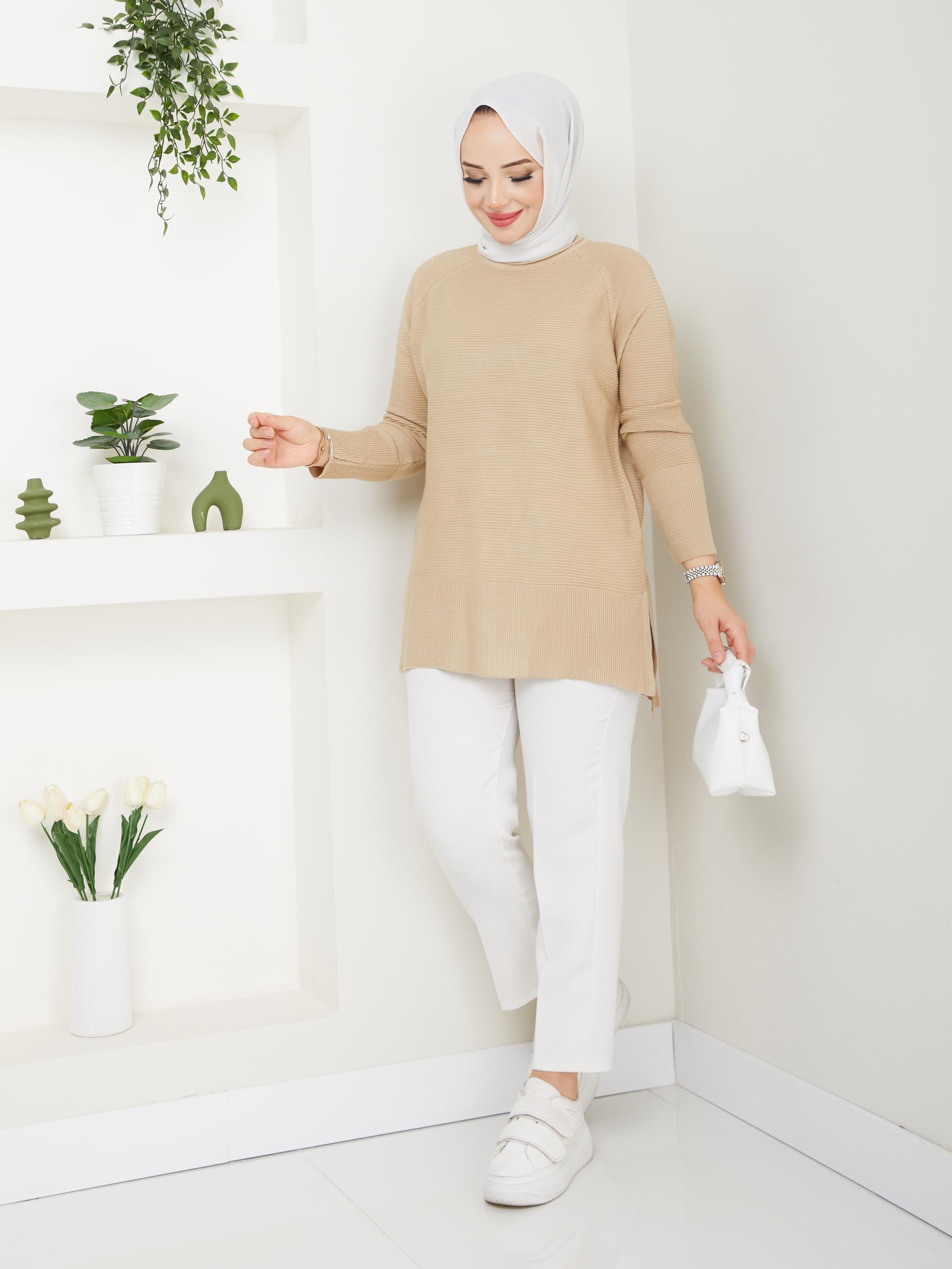 Fitilli Battal Boy Triko Tunik Bej 2224-1