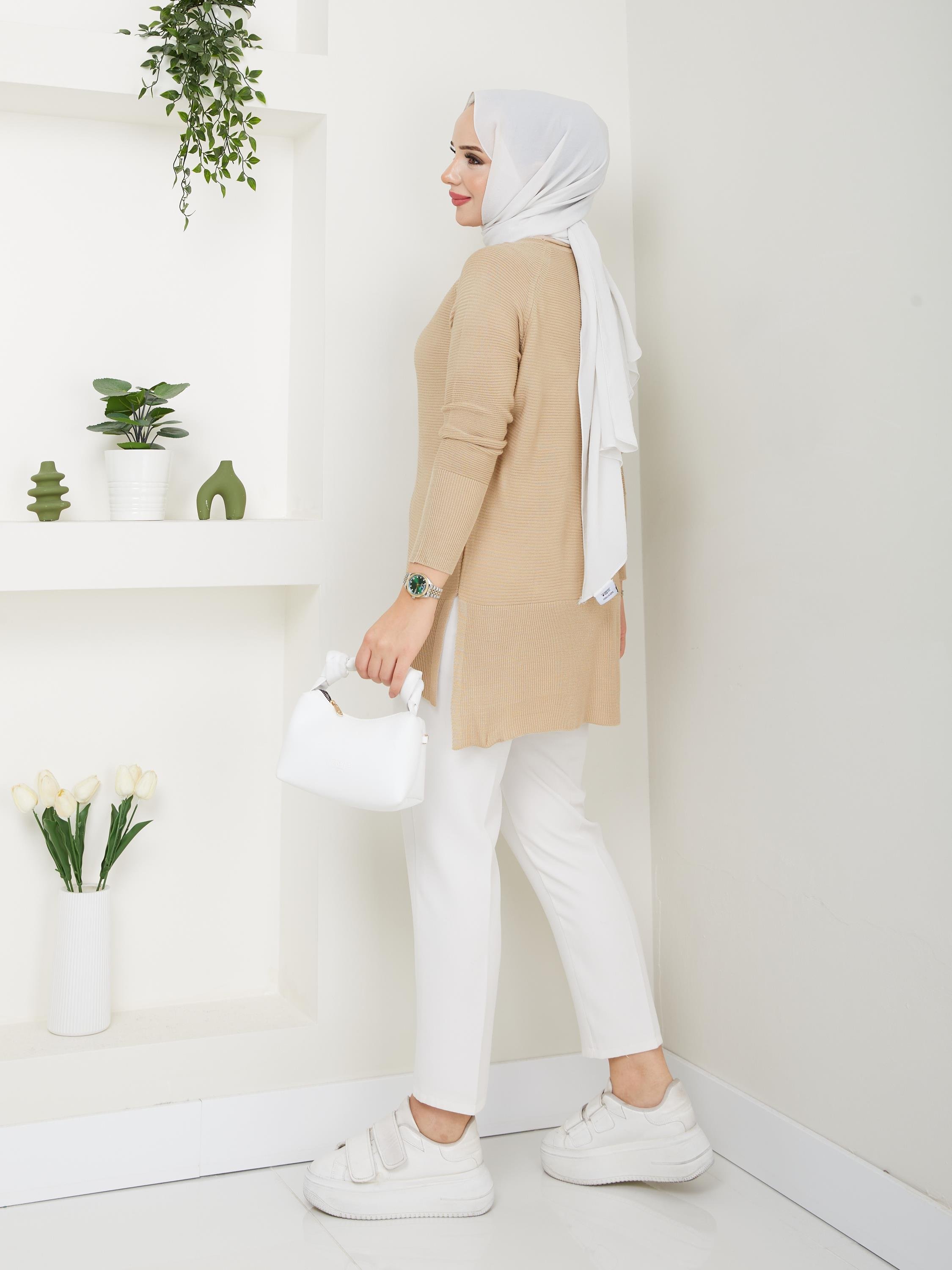 Fitilli Battal Boy Triko Tunik Bej 2224-1