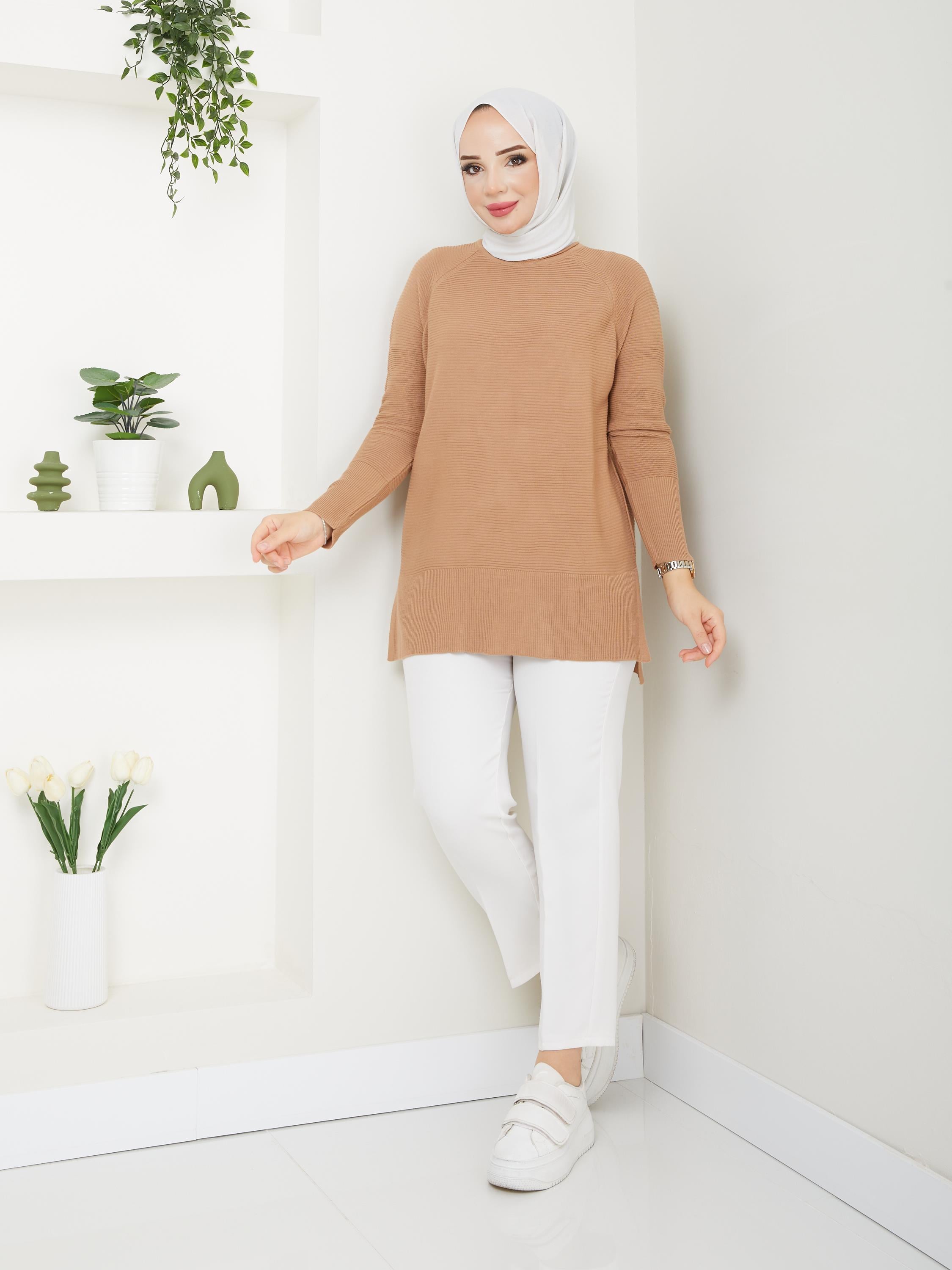Fitilli Battal Boy Triko Tunik  Bisküvi 2224-1