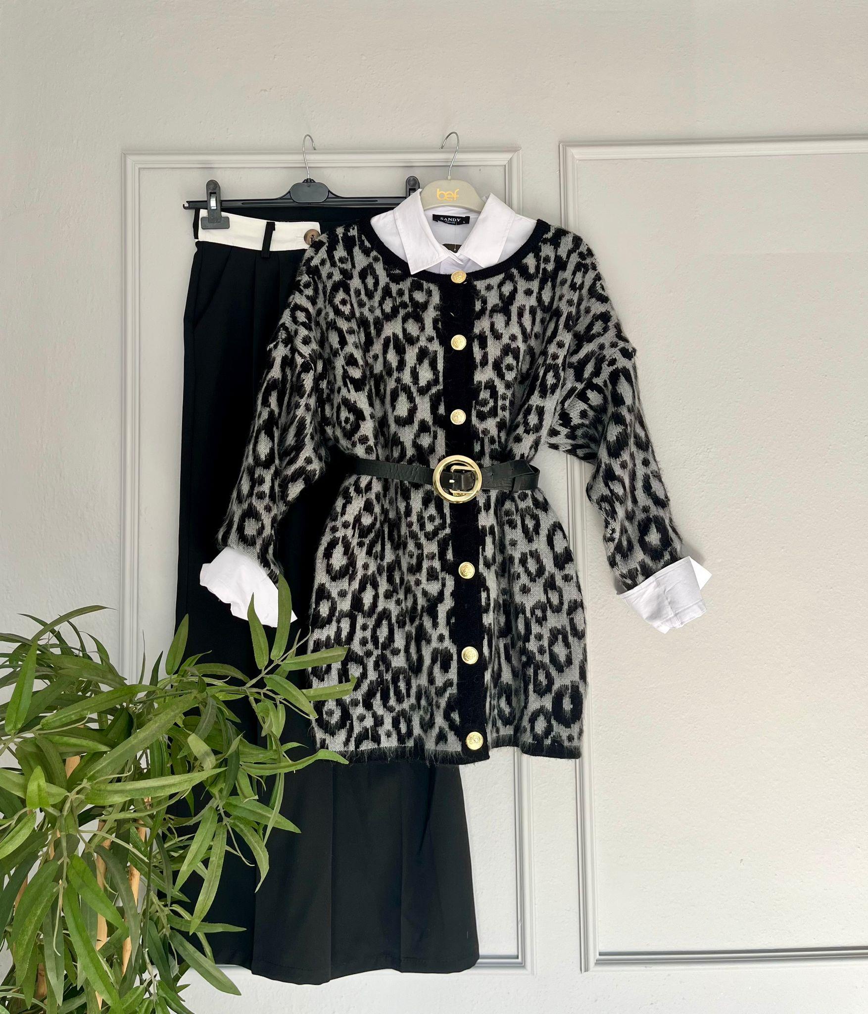 Leopar Desenli Şardonlu Hırka 16001