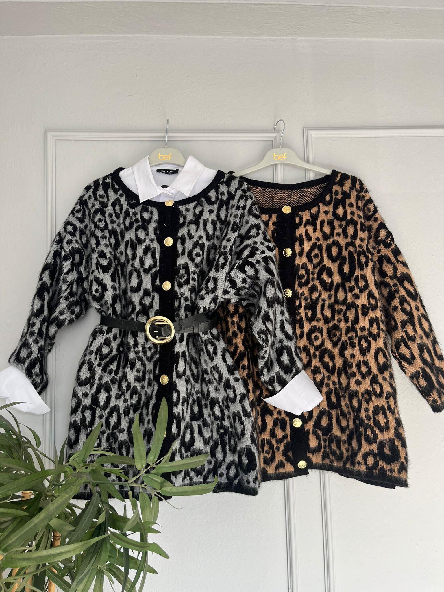 Leopar Desenli Şardonlu Hırka 16001