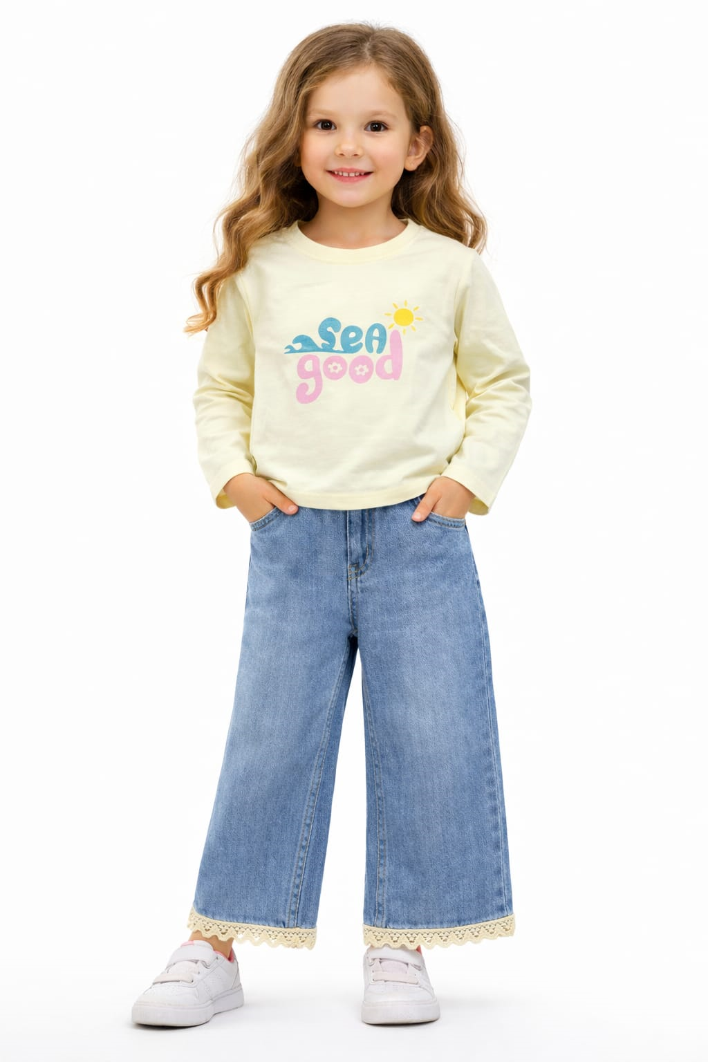 Dantel Detaylı Denim Takım 3-7 yaş 