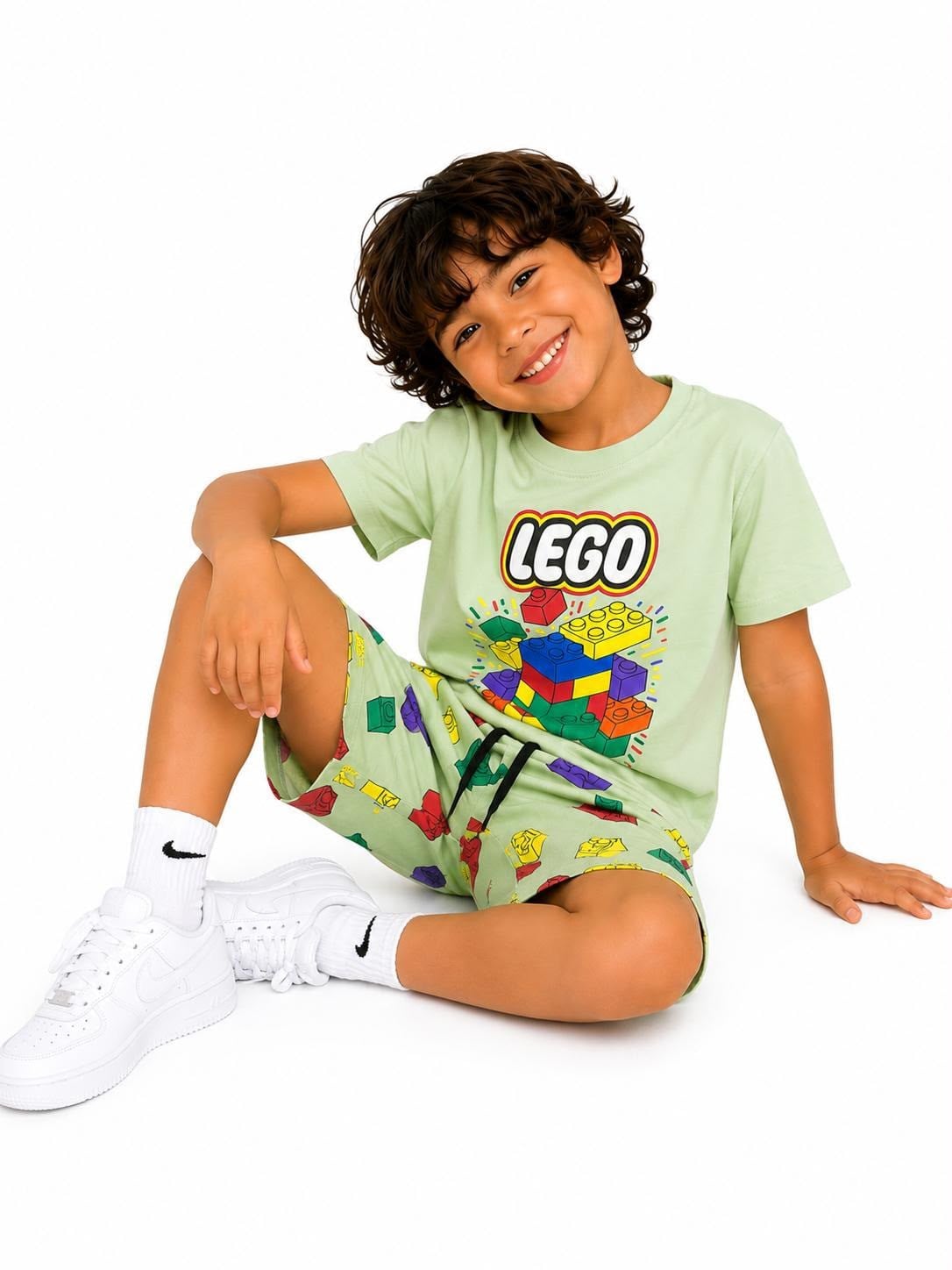 Erkek Çocuk 3-10 Yaş arası lego yeşil Şortlu Yazlık Takım
