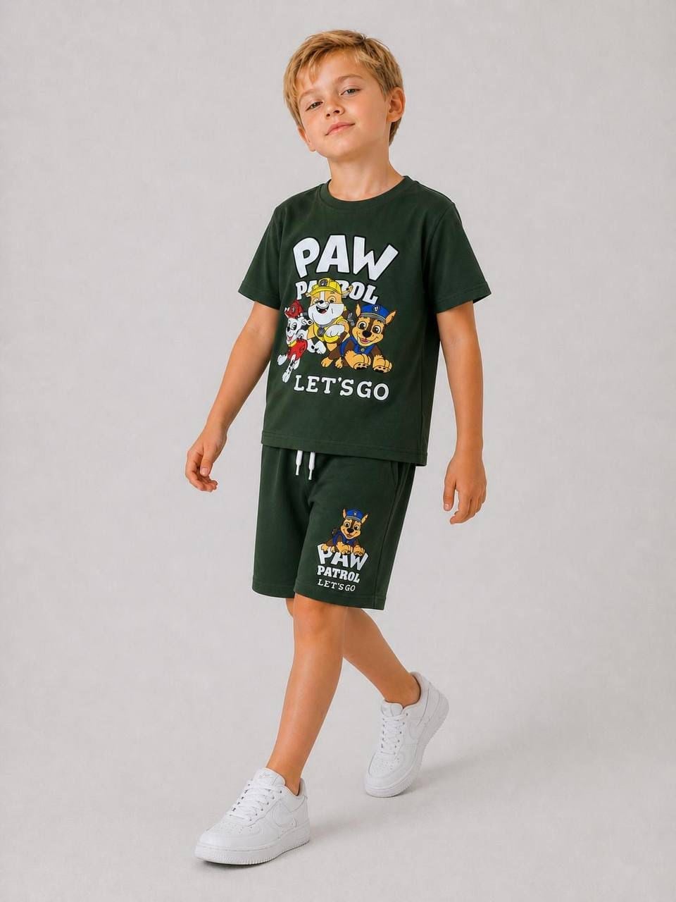 Erkek Çocuk 3-10 Yaş arası Paw patrol yeşil Şortlu Yazlık Takım