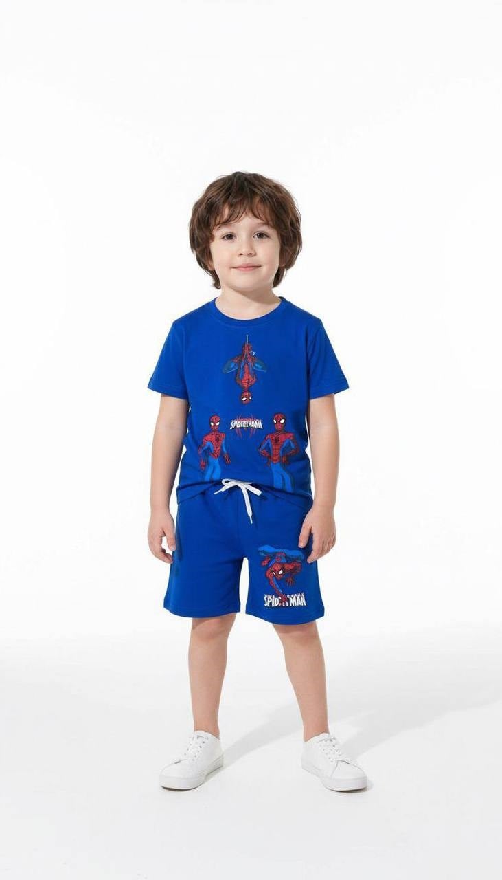 Erkek Çocuk 3-10 Yaş arası Spiderman MAVİ Şortlu Yazlık Takım
