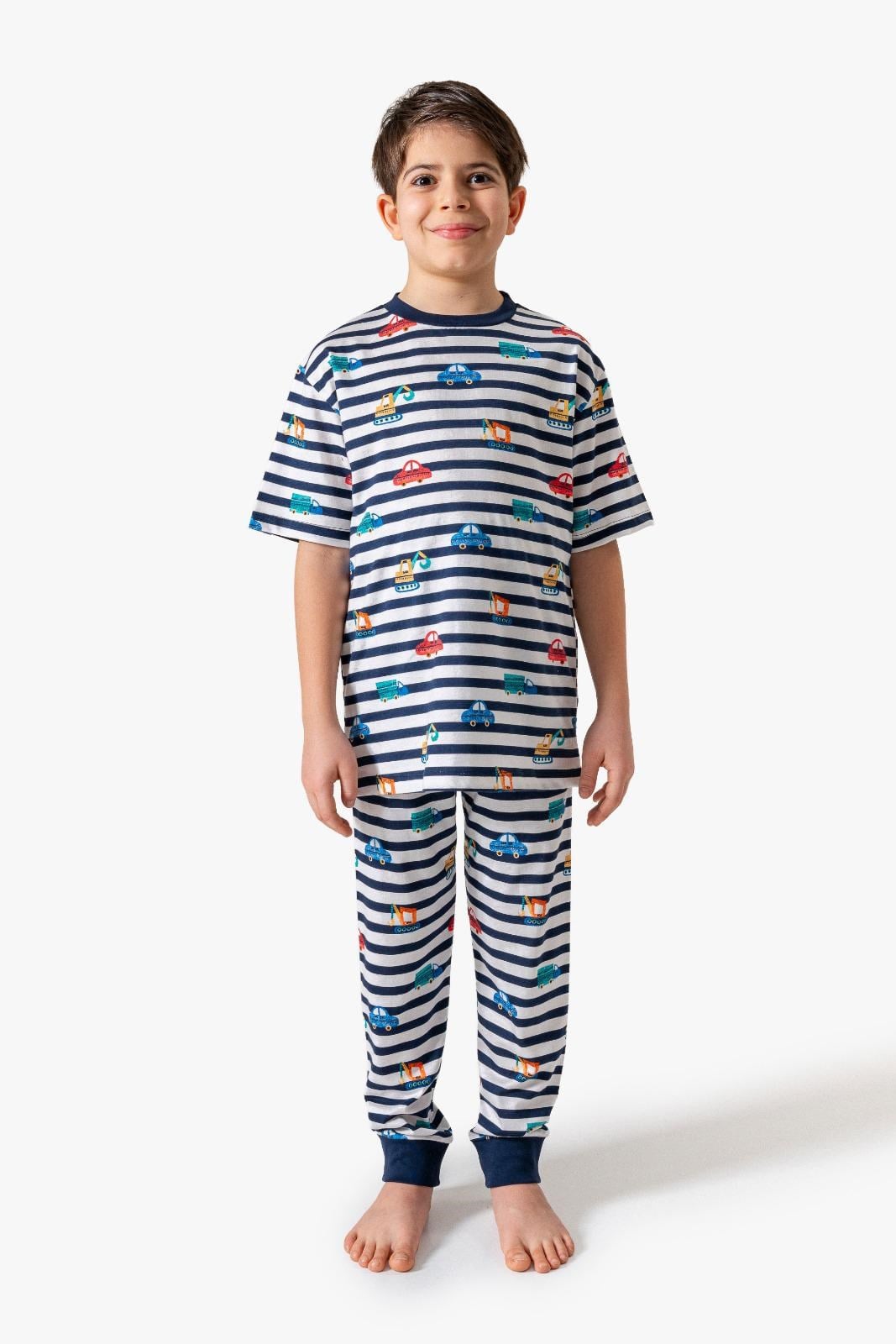 Erkek Çocuk 3-12 yaş Arabalı Alt Uzun Pijama takımı 