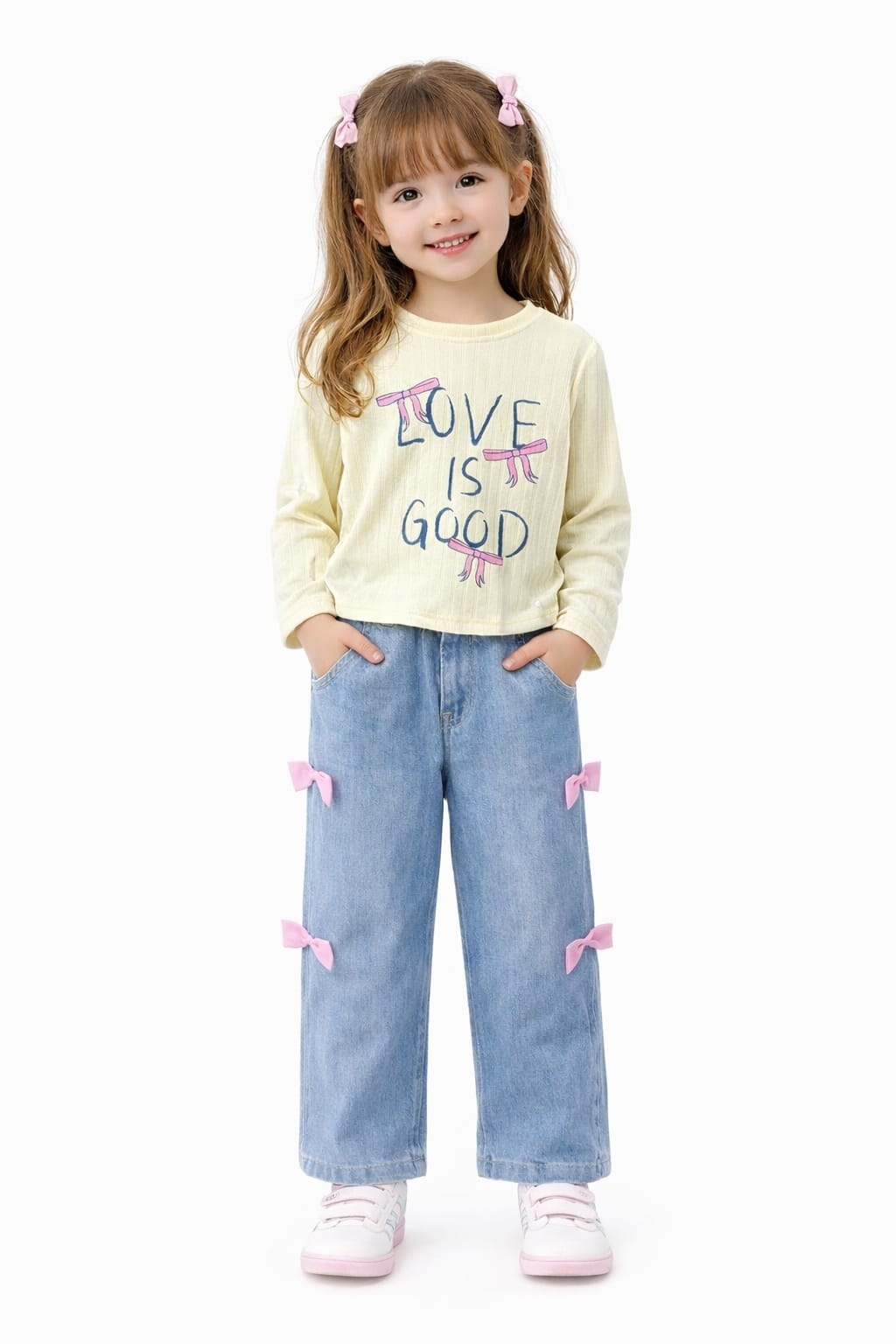 Fiyonk Detaylı Denim Takım 6- 10 yaş 