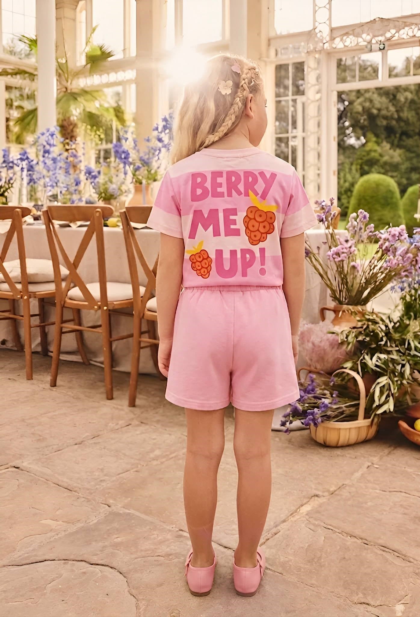 Kız Çocuk 2-8 Yaş arası Berry Me Up pembeŞortlu Yazlık Takım