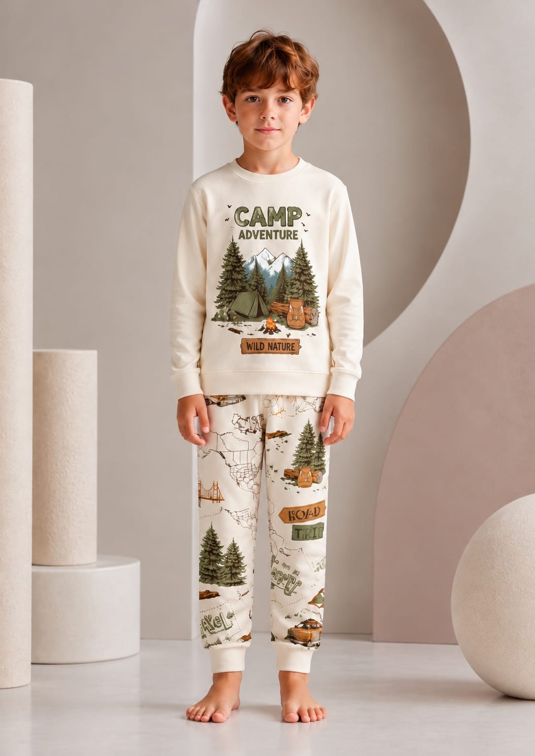 Pijama takımı camp yazılı 