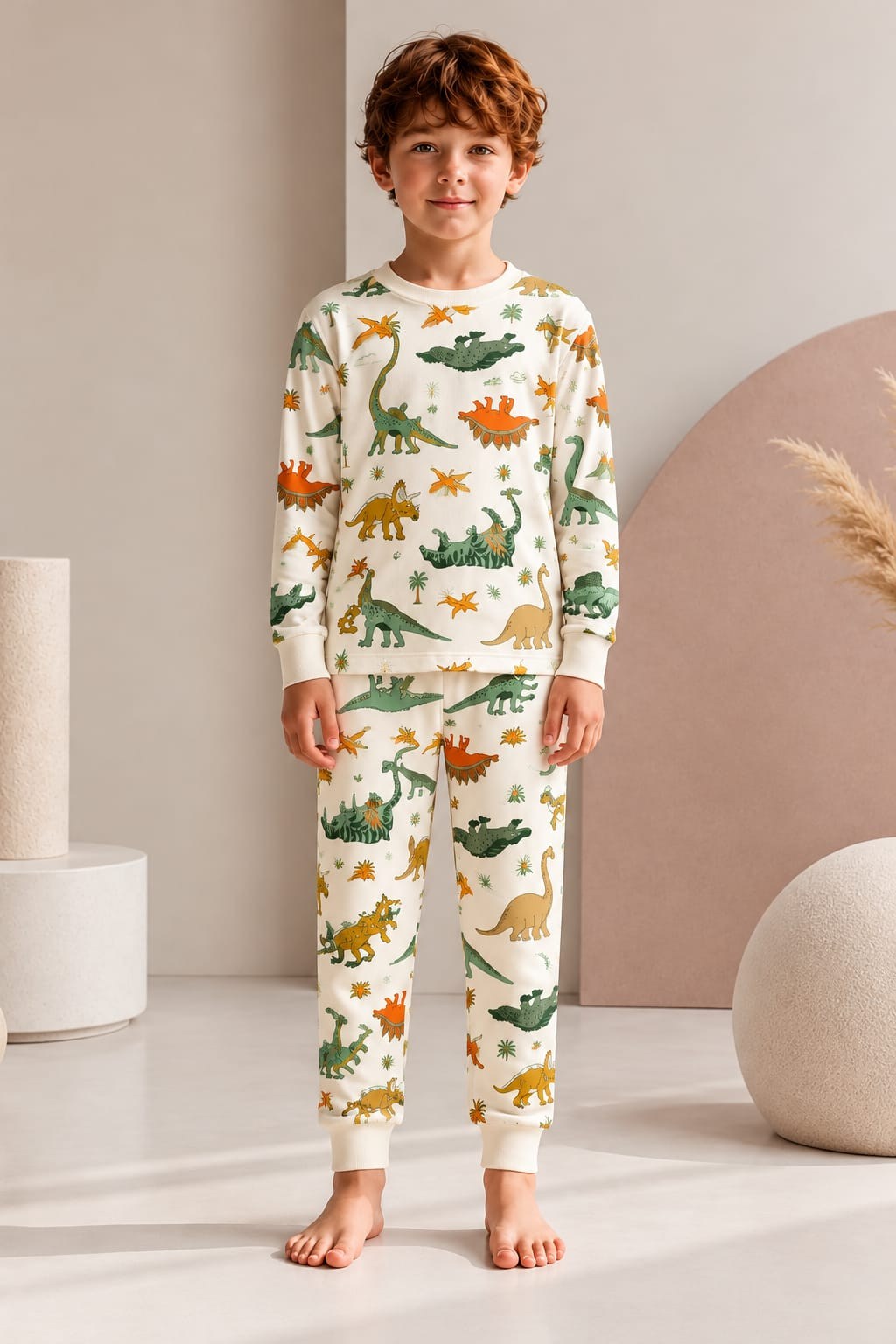 Pijama takımı dinazor krem 
