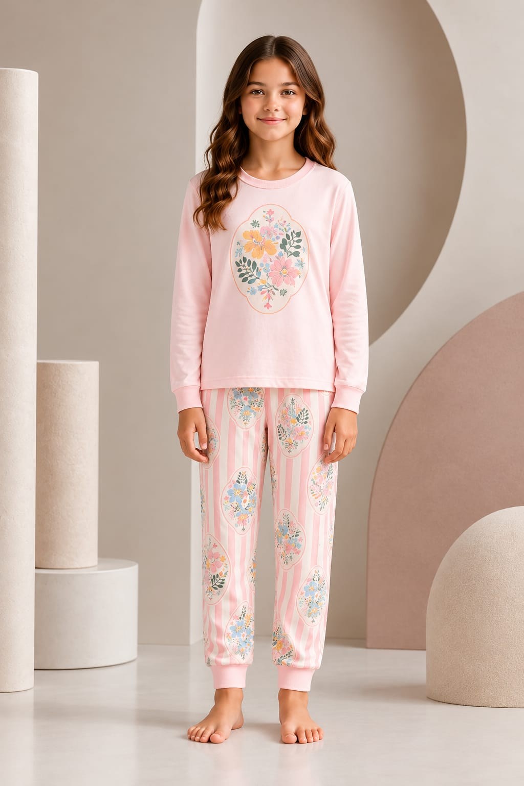 Pijama takımı pembe çicek takım 