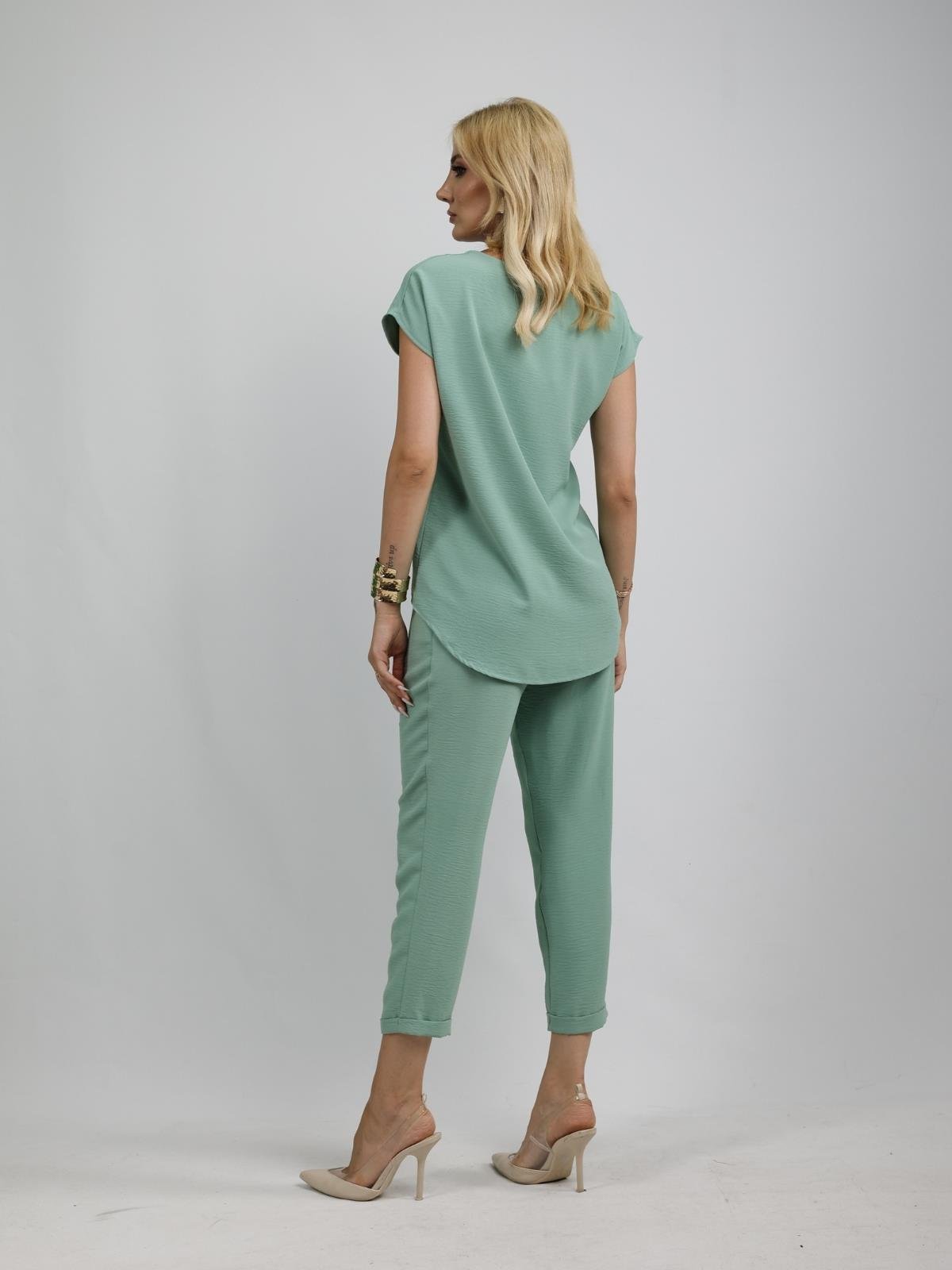 Z1222 Lastikli Havuç Paça Pantolon - Mint