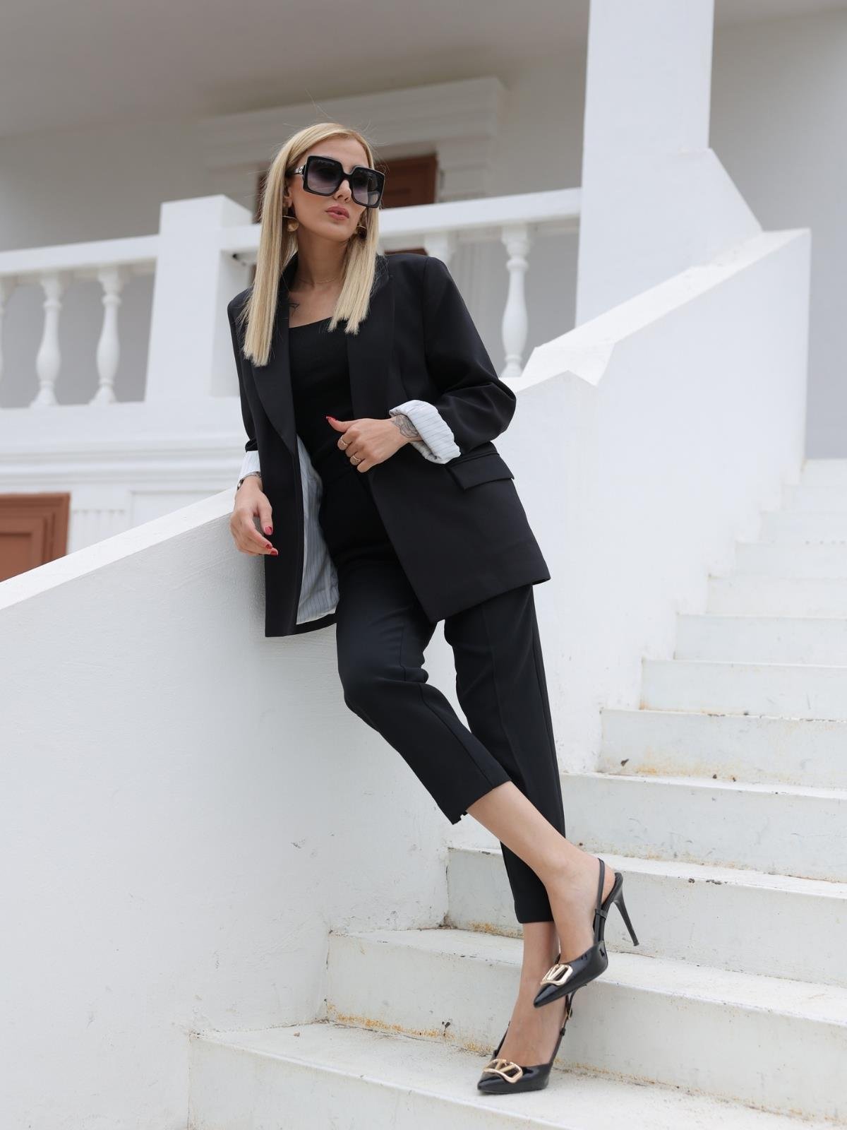 Z1440 Kolu Katlamalı Ceket - Siyah