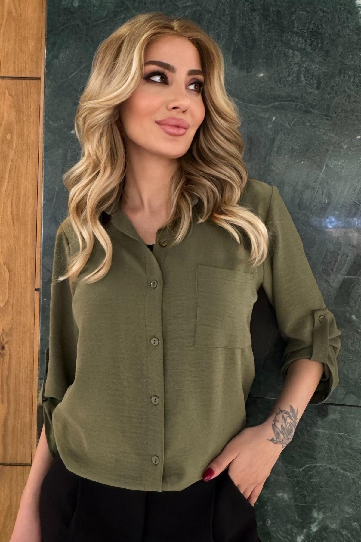 Z1634 Cepli Aerobin Gömlek - Haki