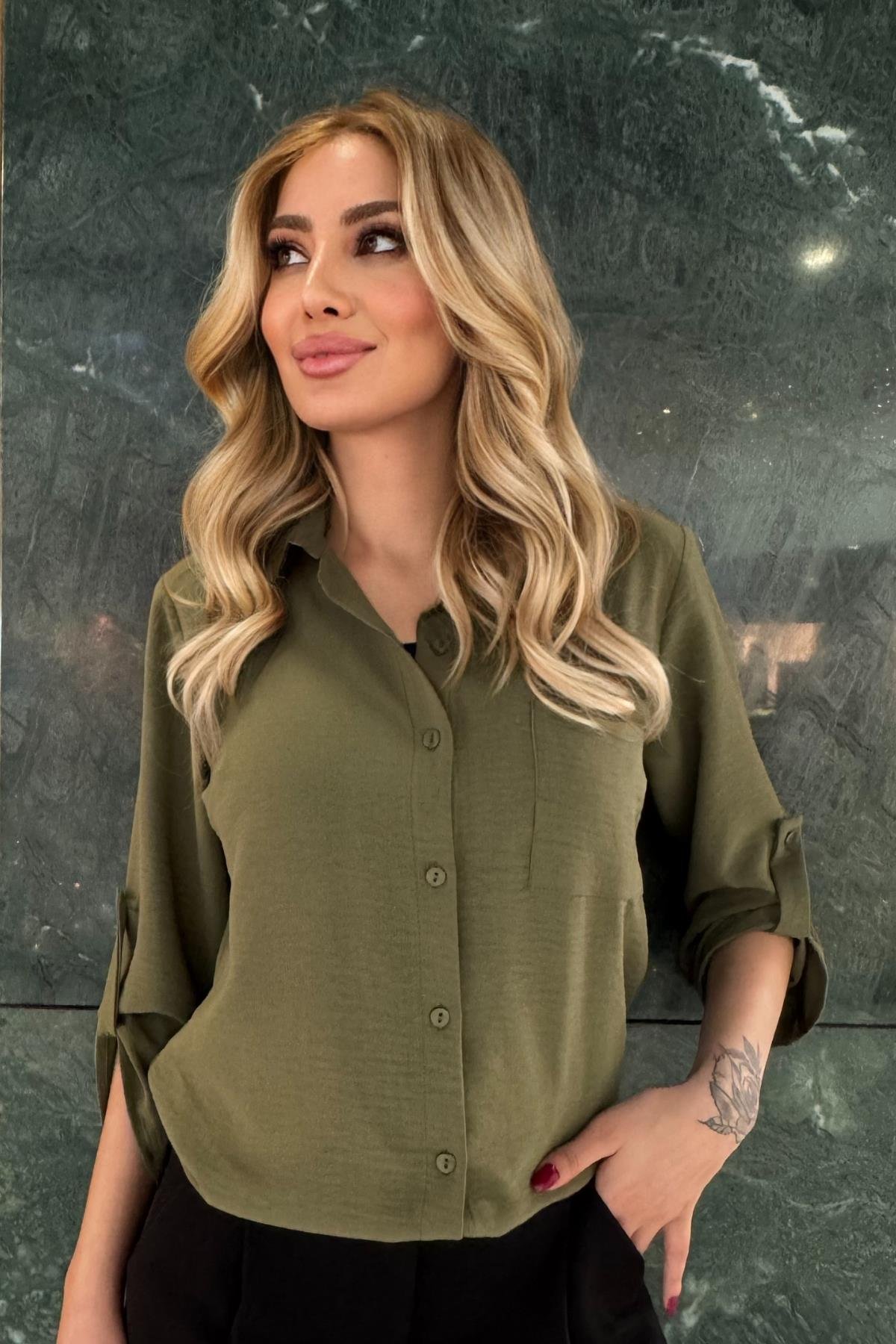 Z1634 Cepli Aerobin Gömlek - Haki