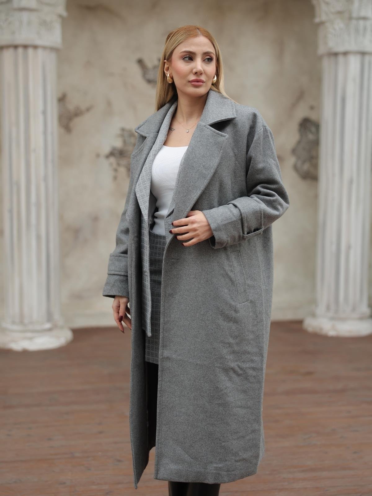 Z1941 9516 Kaşe Kaban - Antrasit