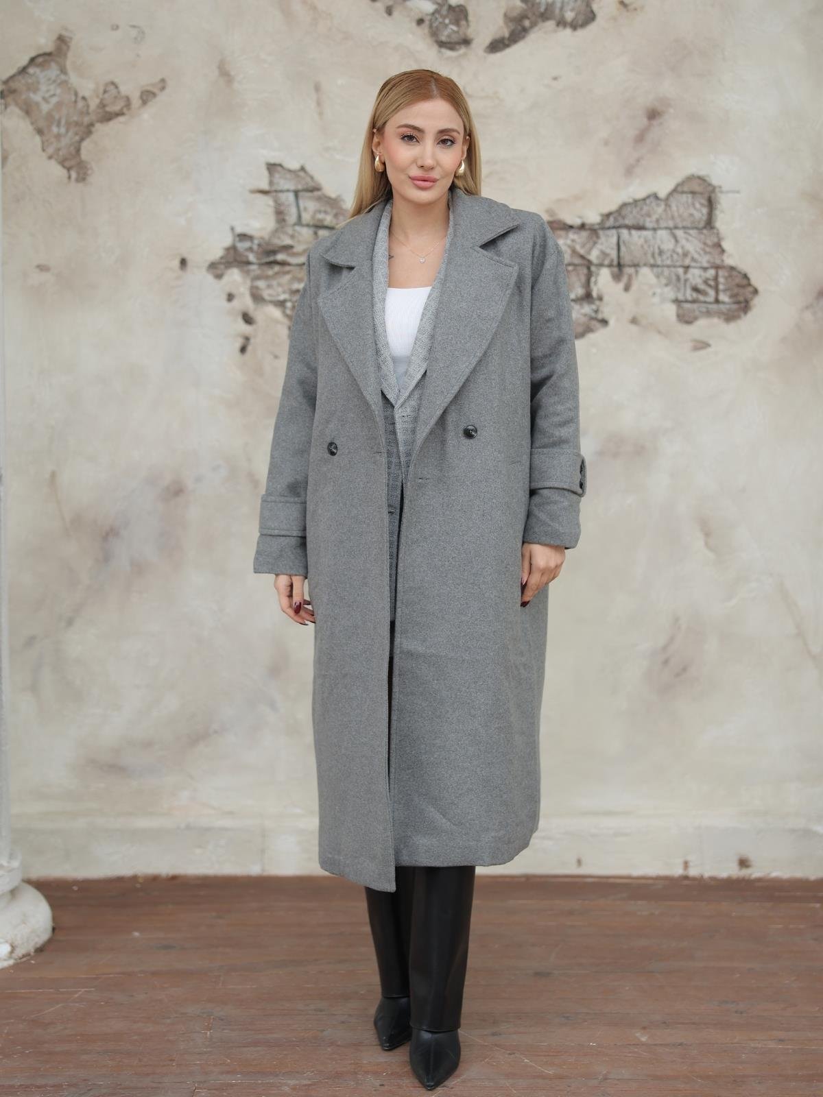 Z1941 9516 Kaşe Kaban - Antrasit