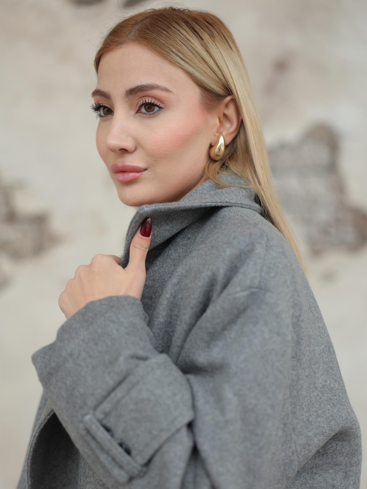 Z1941 9516 Kaşe Kaban - Antrasit