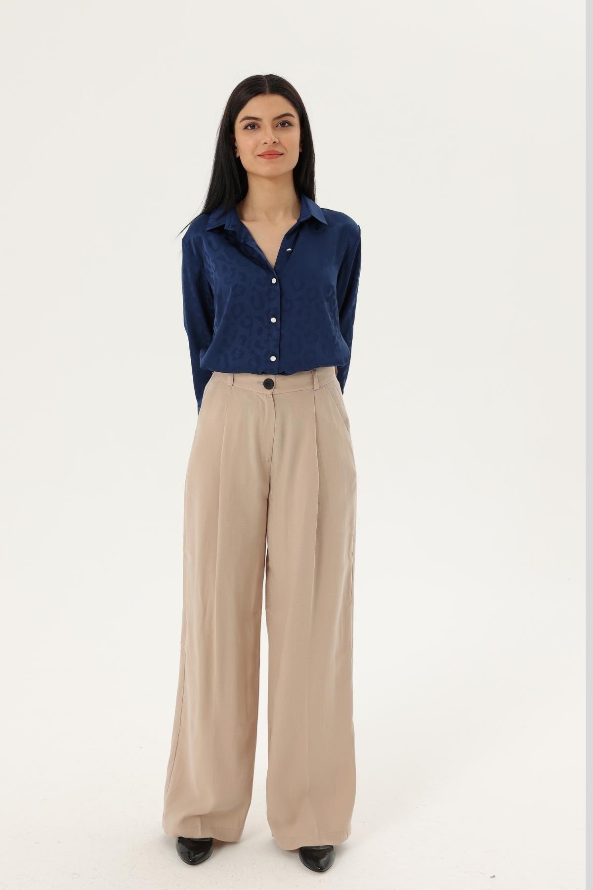 Z2017 51020 Tencel Pantolon - Taş