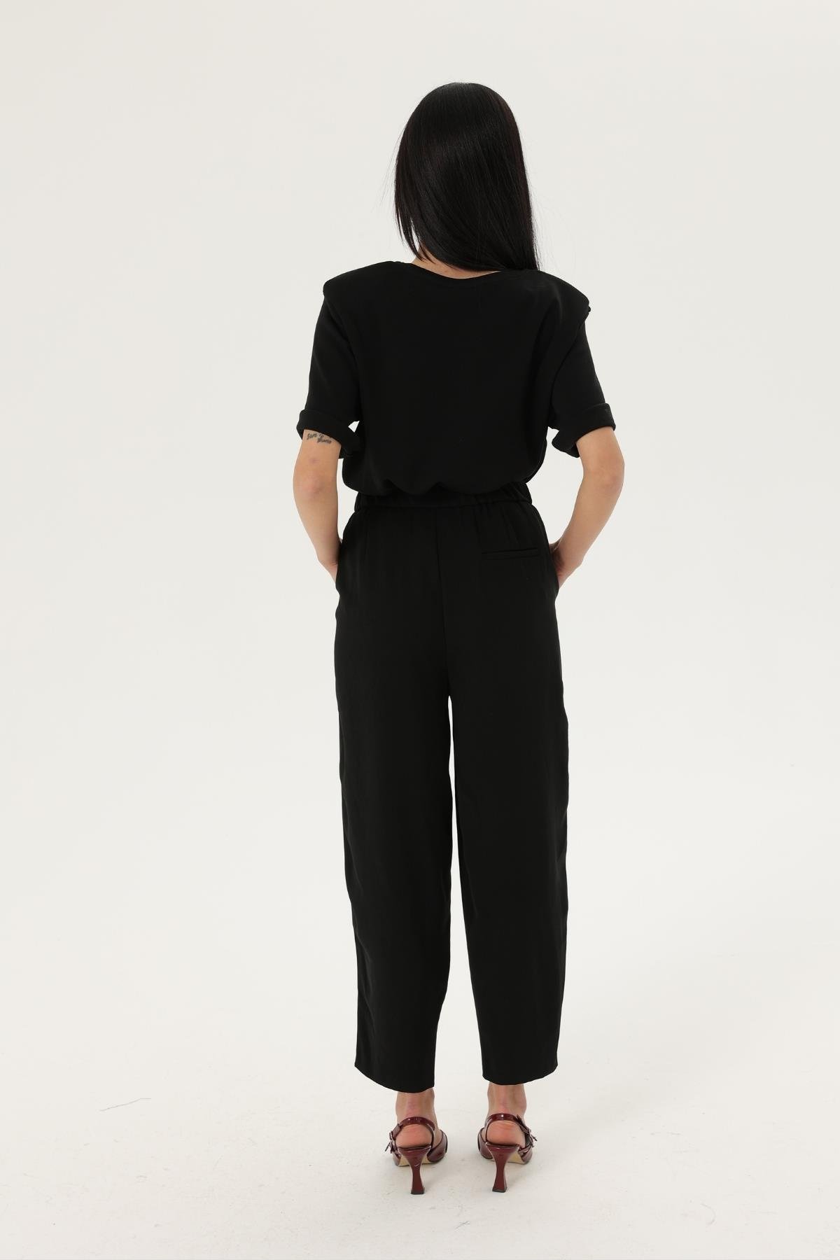 Z2034 51111 Pilili Pantolon - Siyah