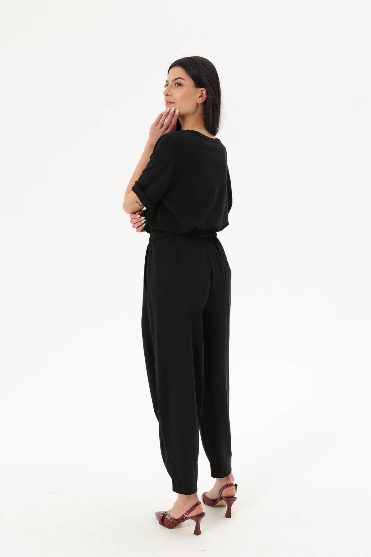 Z2034 51111 Pilili Pantolon - Siyah