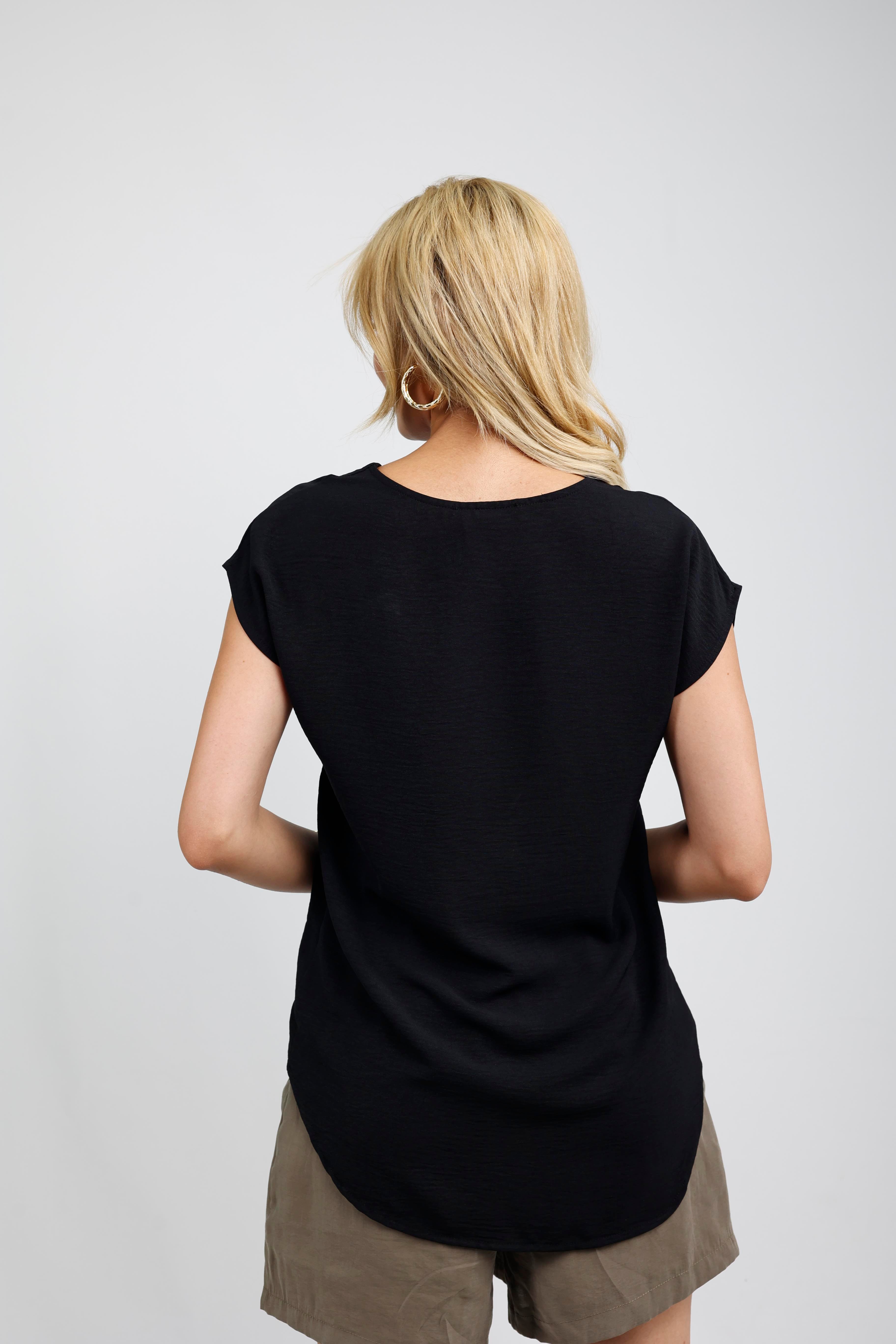 Z2085 V Yaka Bluz - Siyah