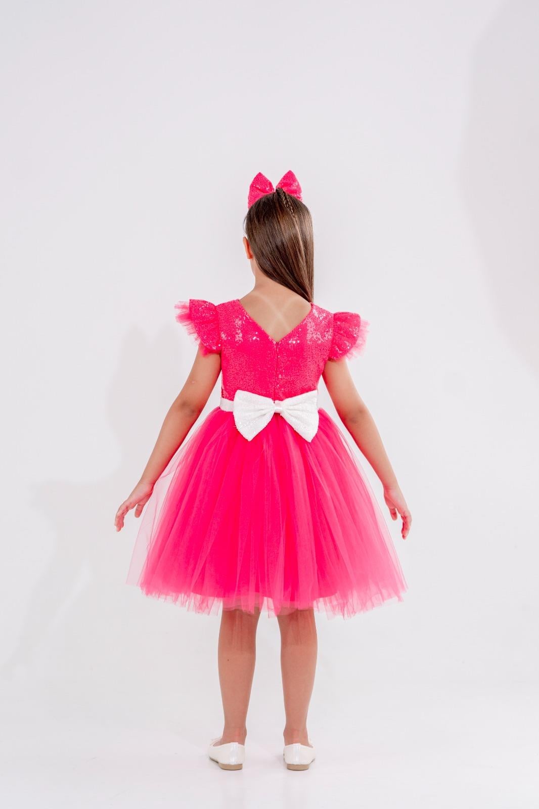 BARBİE PULLU FİYONKLU ELBİSE