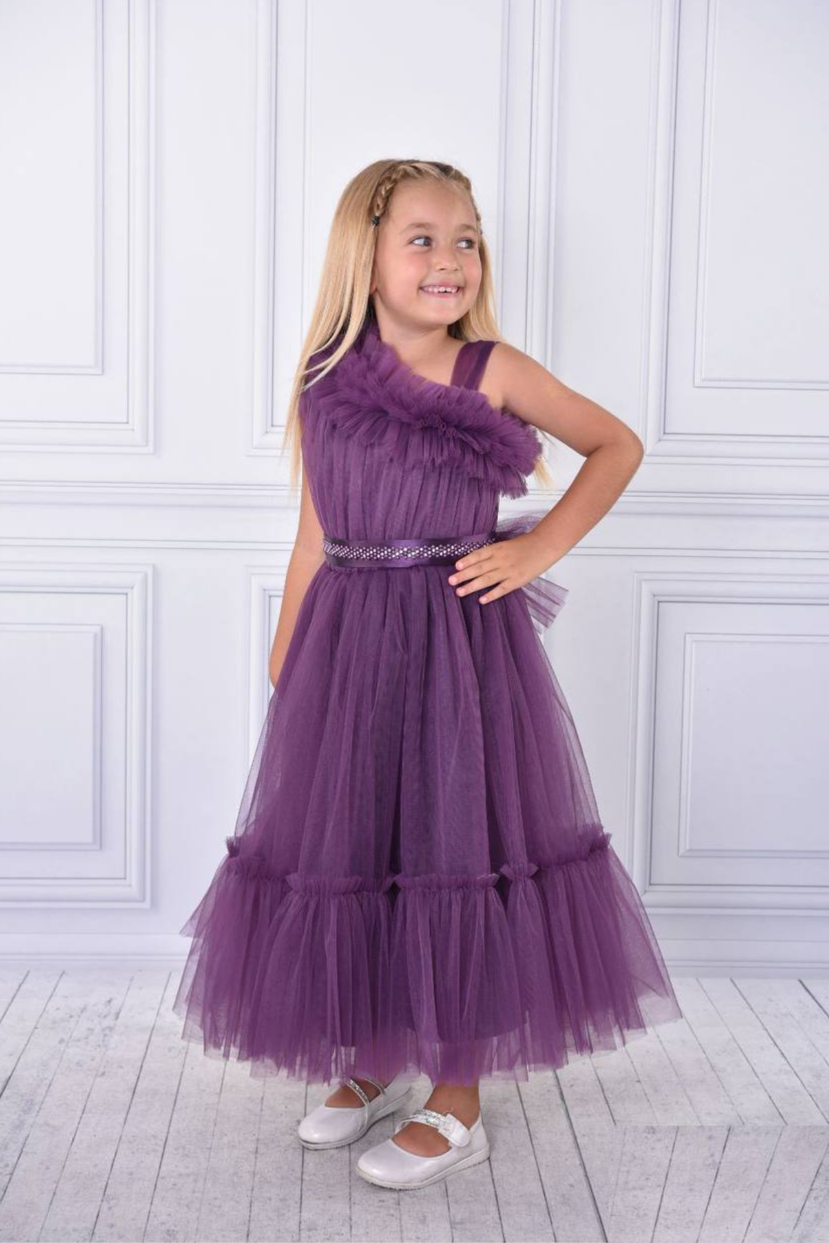 MOR TEK OMUZ ELBİSE