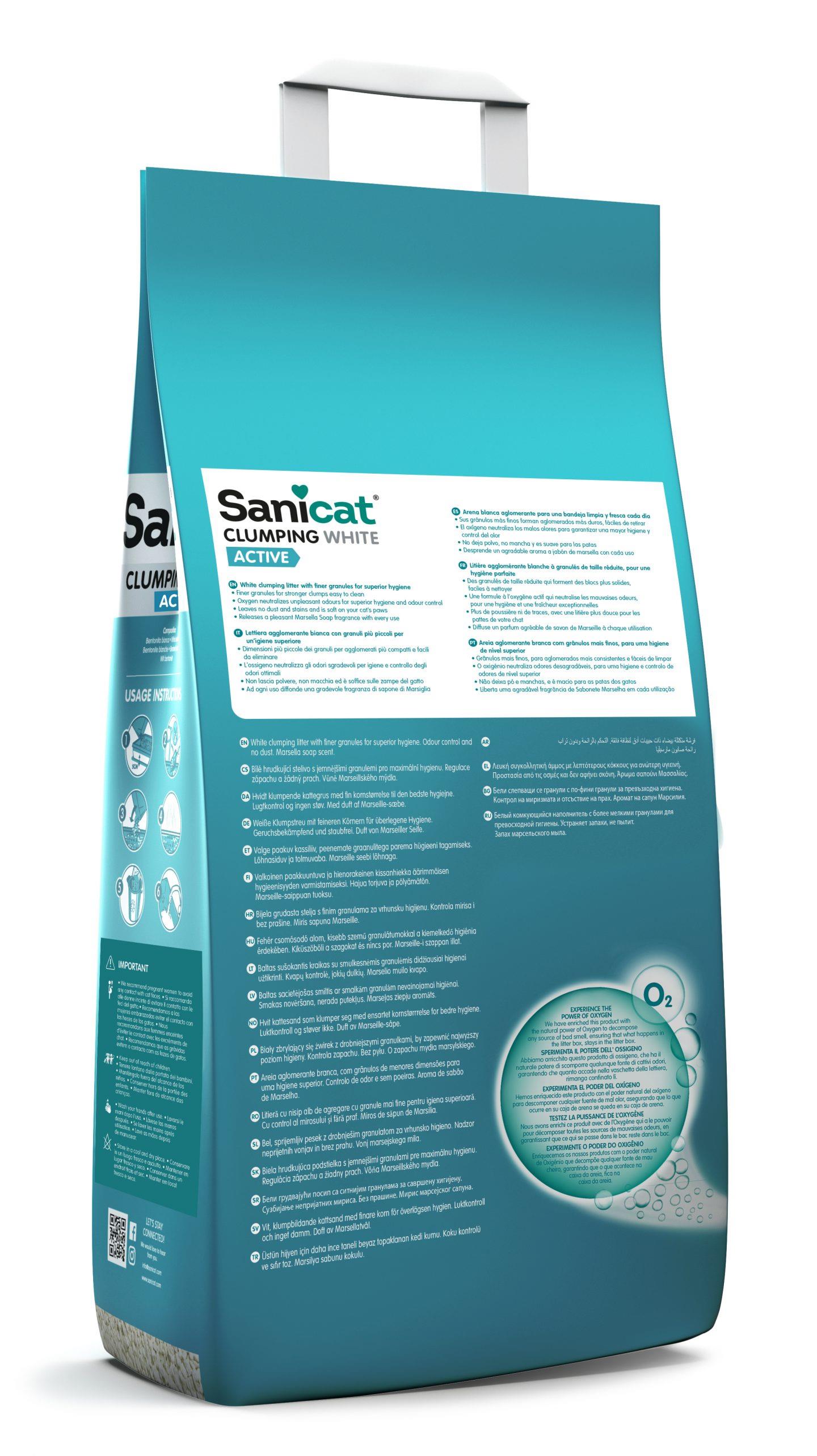 Sanicat Clumping White Active Marsilya Sabunlu Kedi Kumu 10l