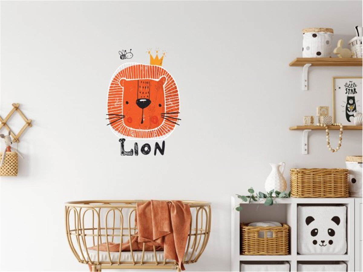  Orange Lion Duvar Etiketi