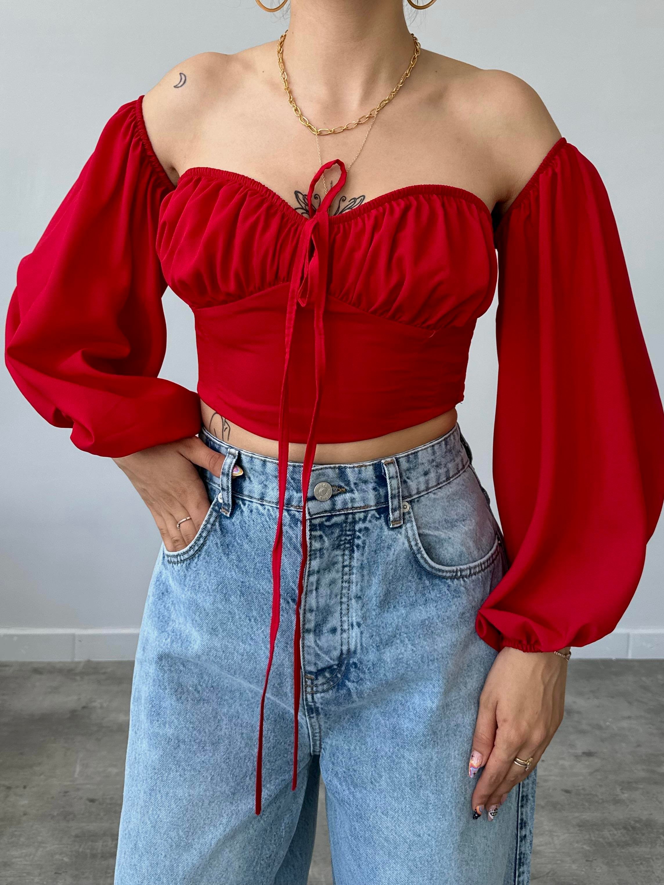 Agnes Büstiyer Kırmızı Crop