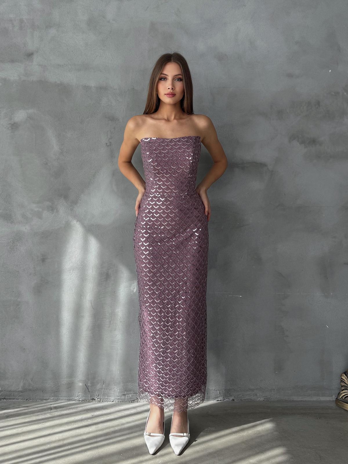 Cariyn Straplez Taş Detay Mürdüm  Abiye 