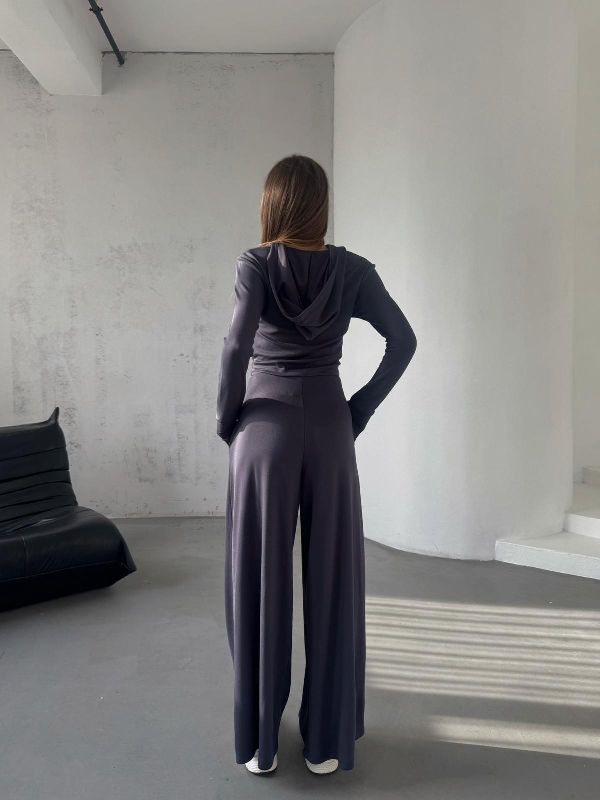 Covel Parmak Geçmeli Çift Fermuarlı Oysh Modal Antrasit Takım