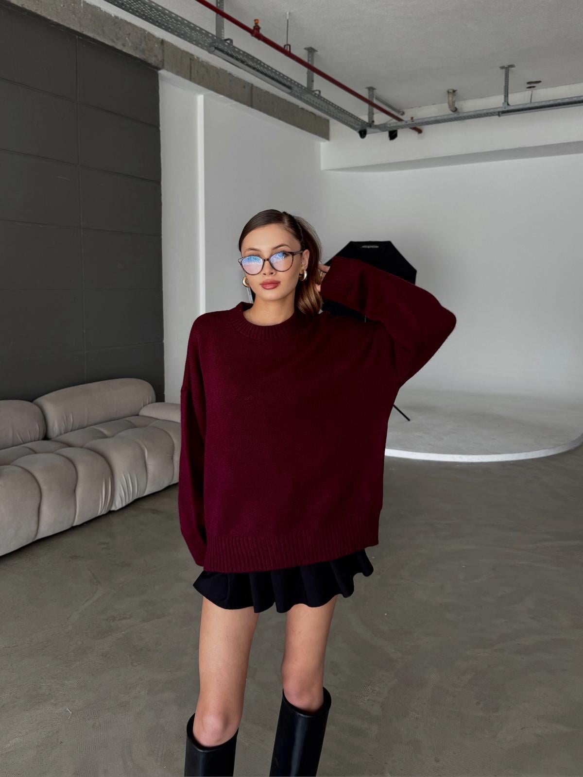 Cross Bisiklet Yaka Basic Bordo Kazak