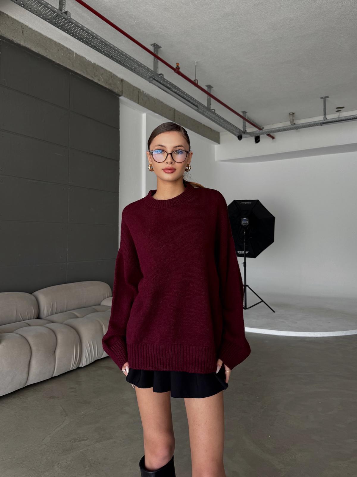 Cross Bisiklet Yaka Basic Bordo Kazak