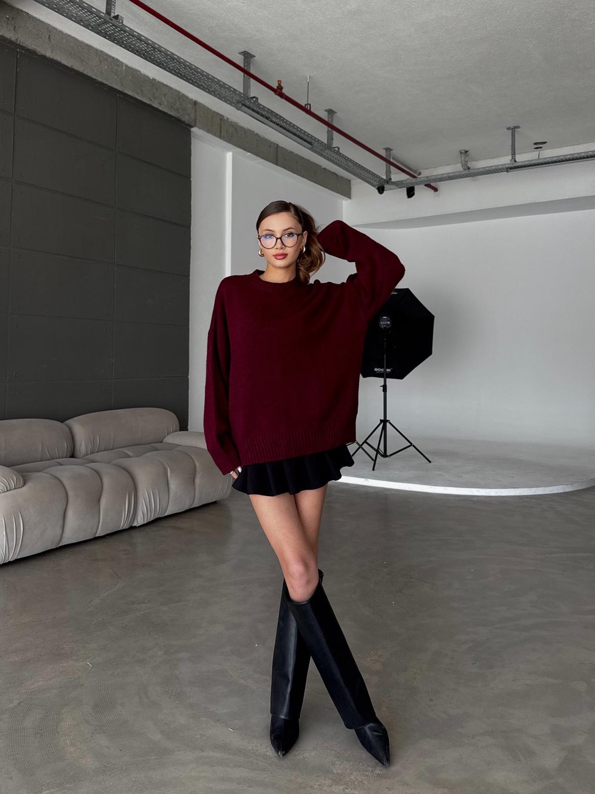 Cross Bisiklet Yaka Basic Bordo Kazak