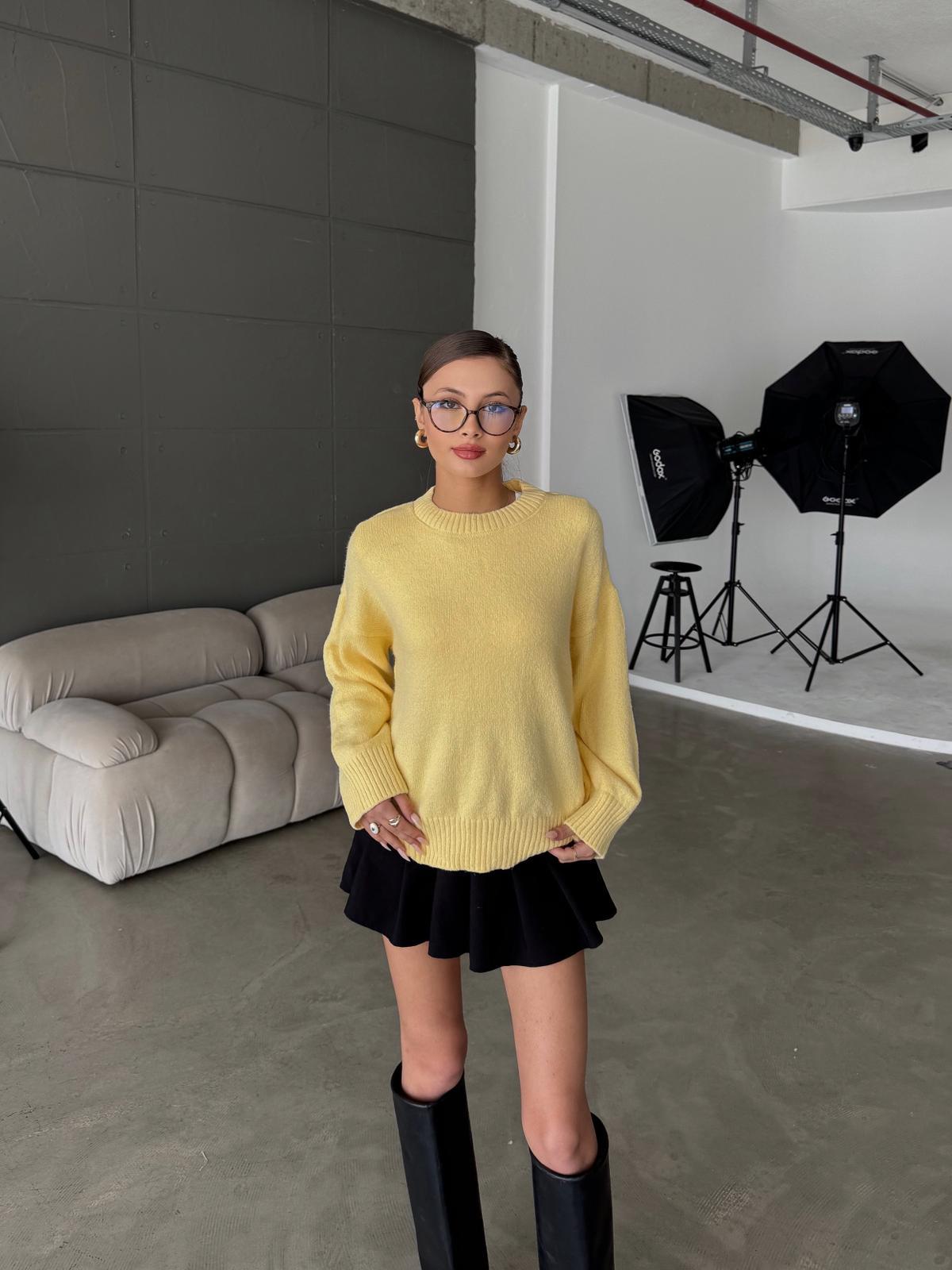 Cross Bisiklet Yaka Basic Sarı Kazak