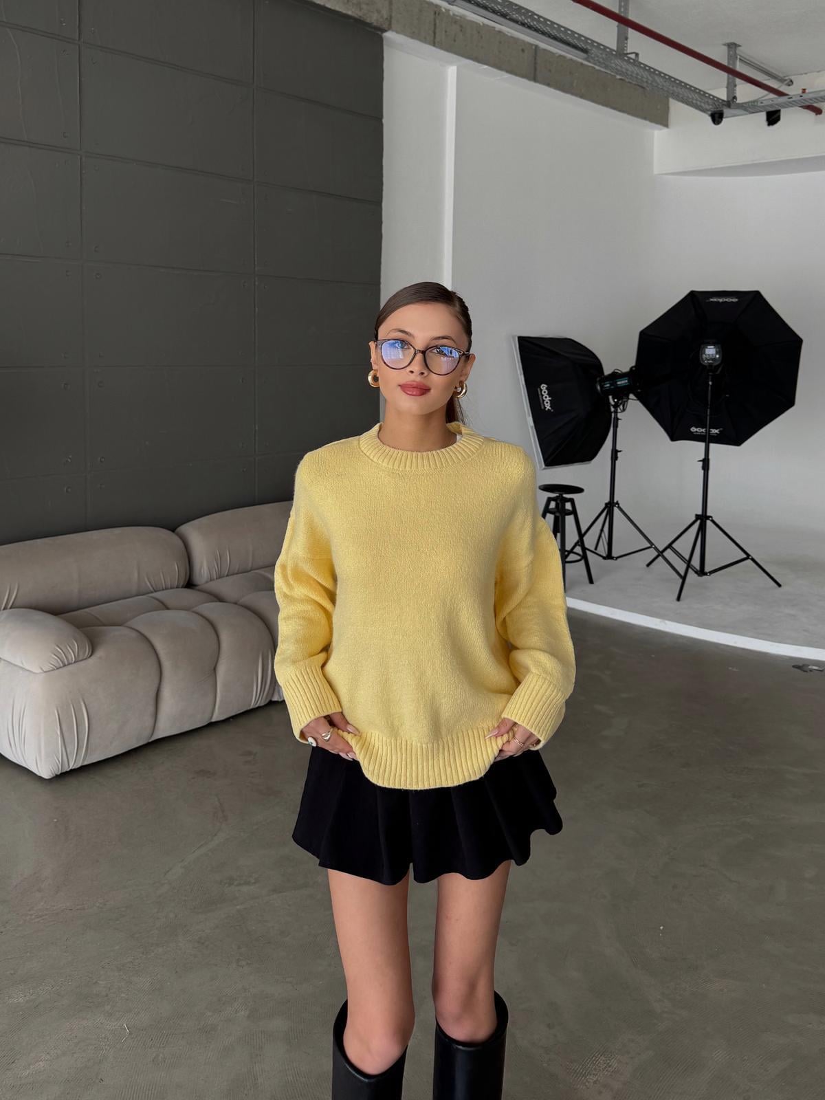 Cross Bisiklet Yaka Basic Sarı Kazak