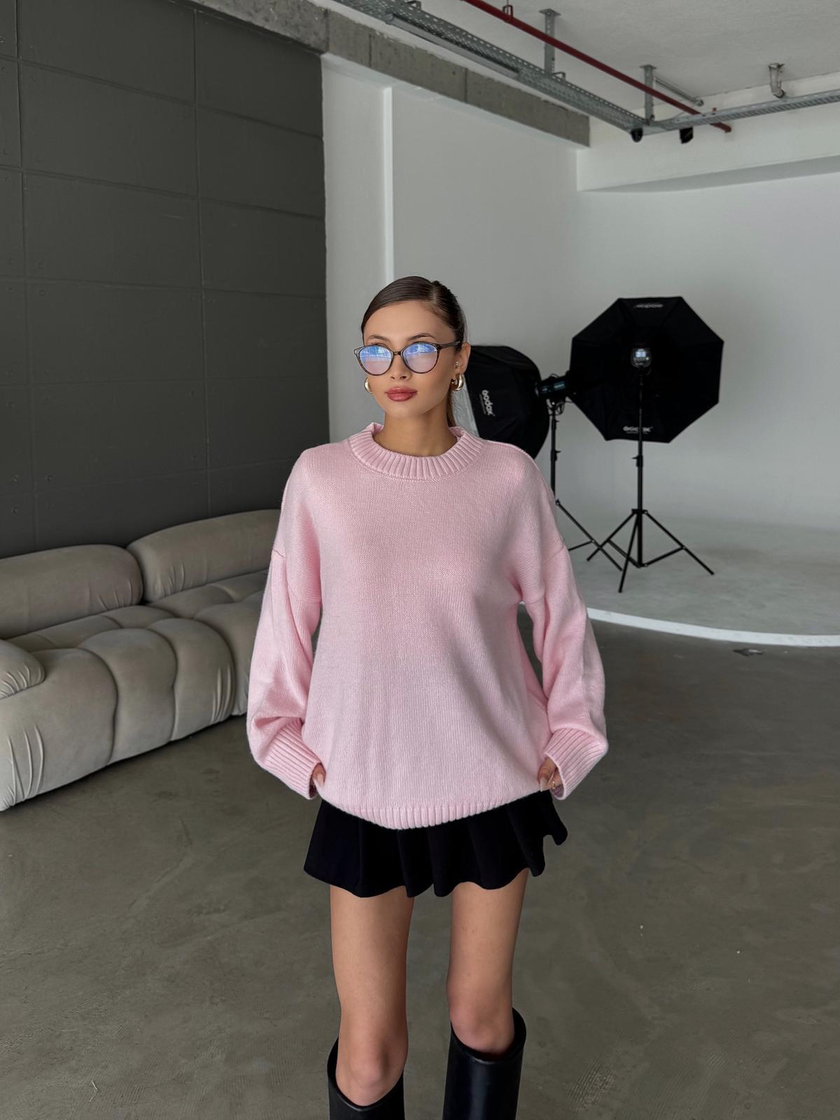 Cross Bisiklet Yaka Basic Toz Pembe Kazak