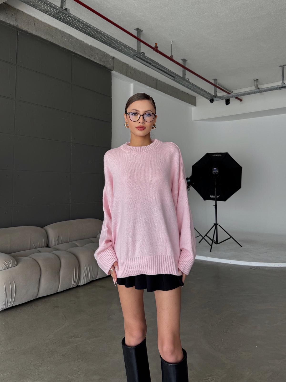 Cross Bisiklet Yaka Basic Toz Pembe Kazak