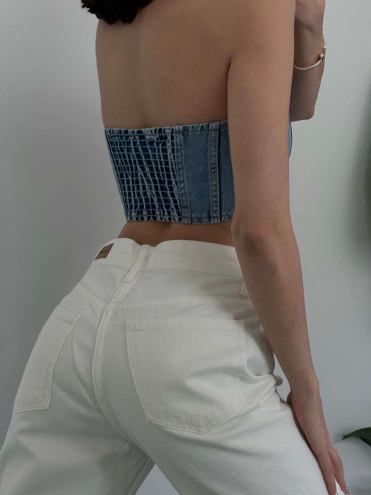 Curto Dark Blue Denim Top