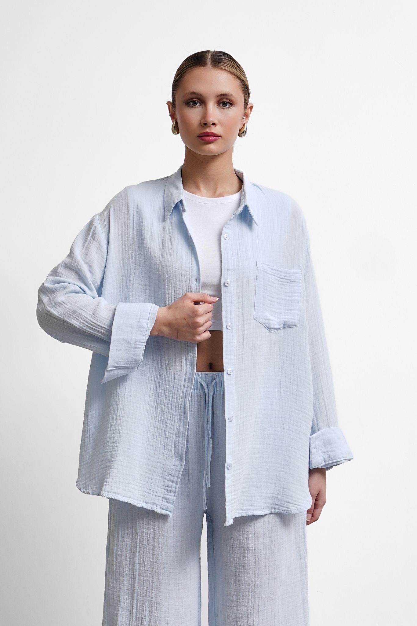 Deiman Bebe Mavi Müslin Gömlek 