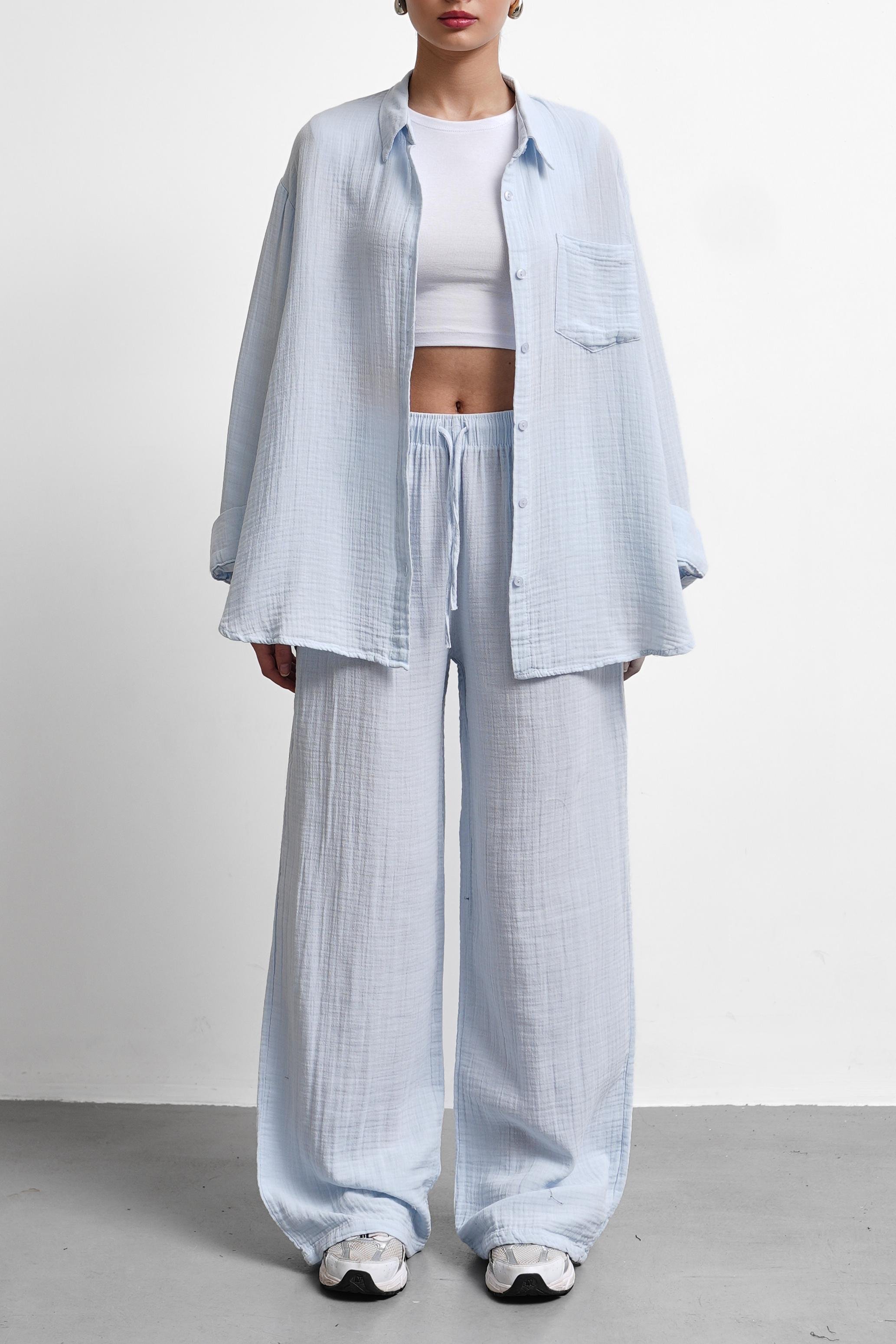 Deiman Bebe Mavi Müslin Gömlek 