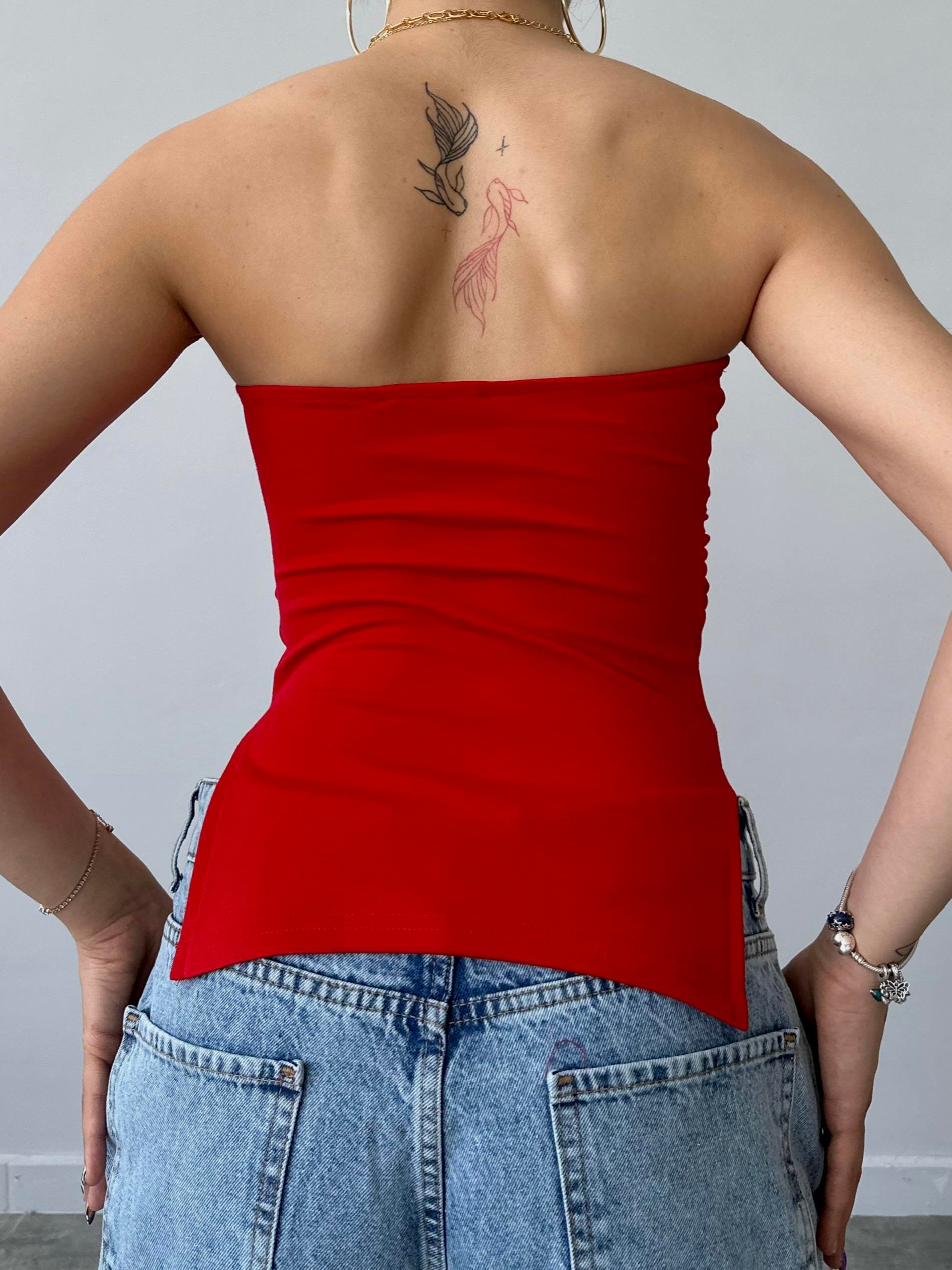 Elod Straplez Kırmızı Crop