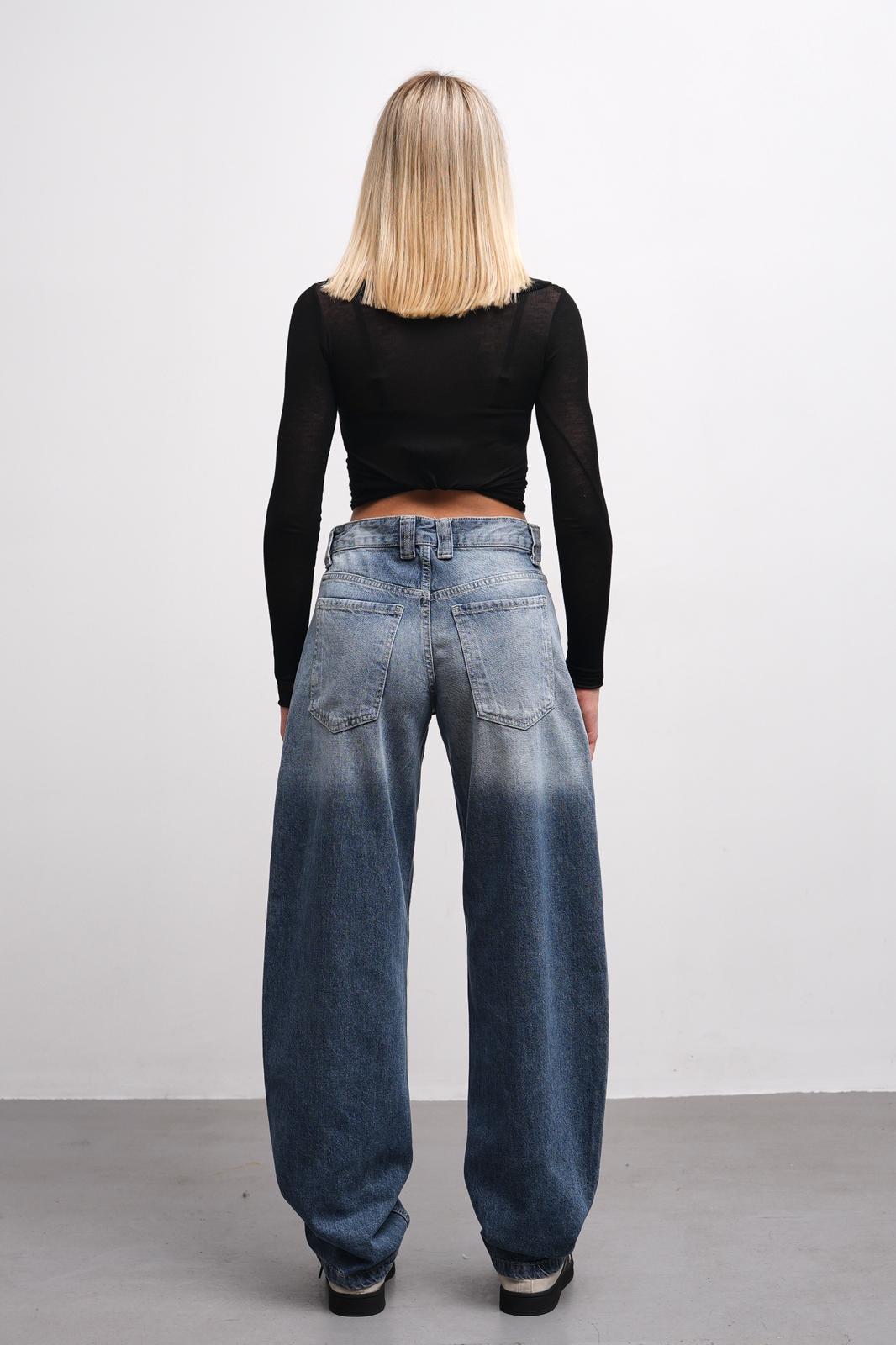 Flux Yüksek Bel Mavi Baggy Jean