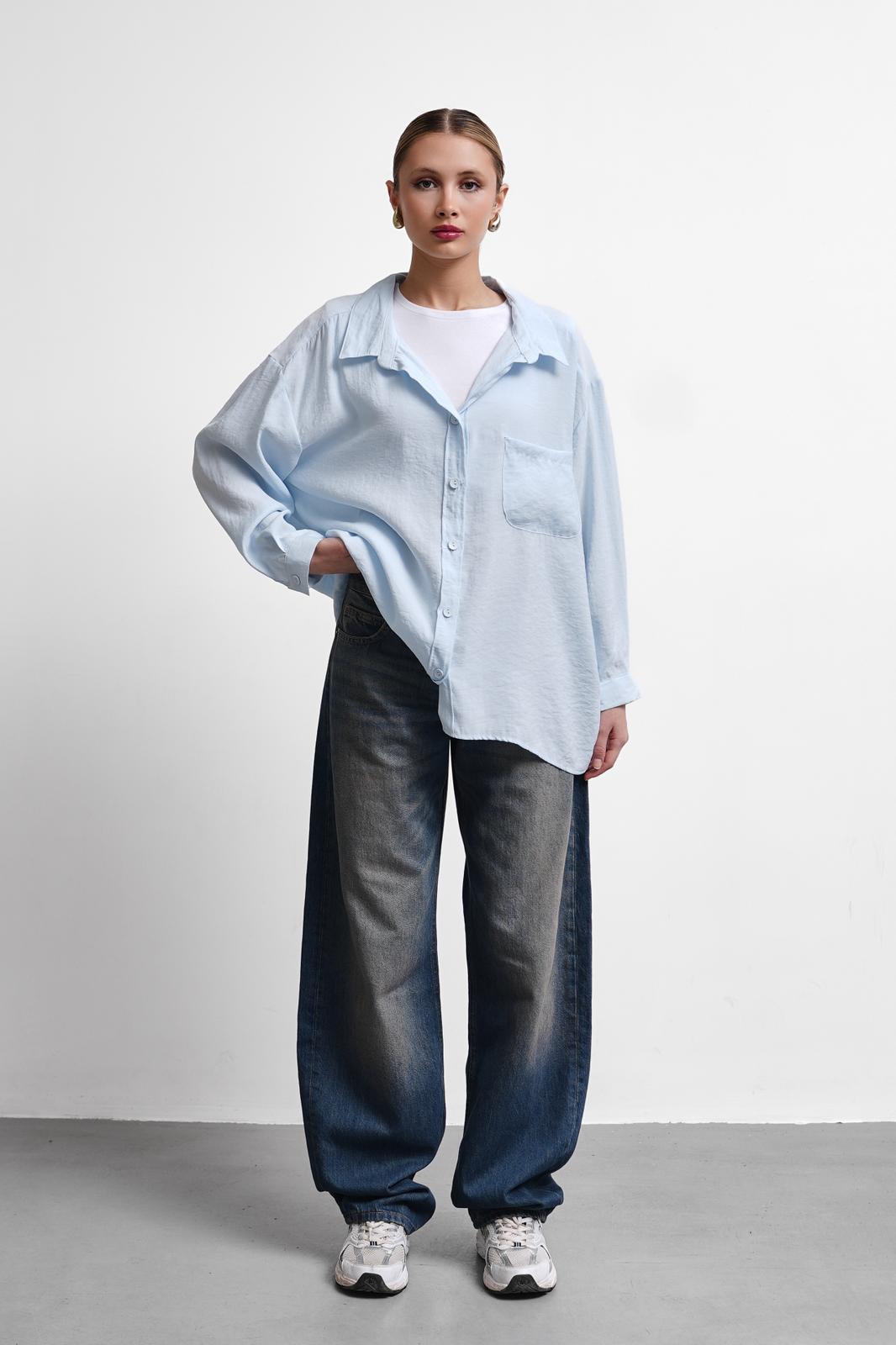 Klaus Bebe Mavi Tensel Oversize Gömlek