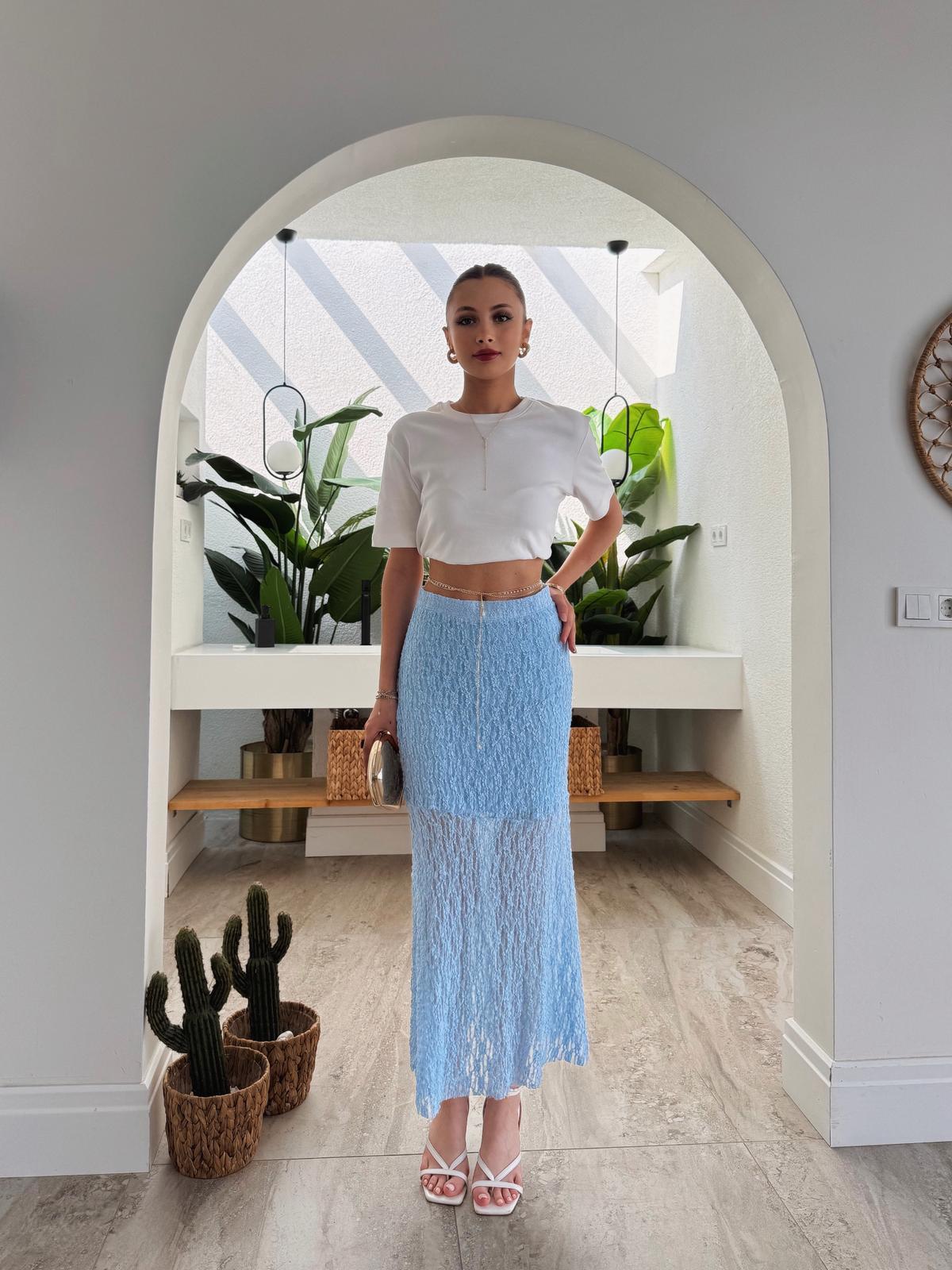 Lesha Mavi Balon Örme Etek